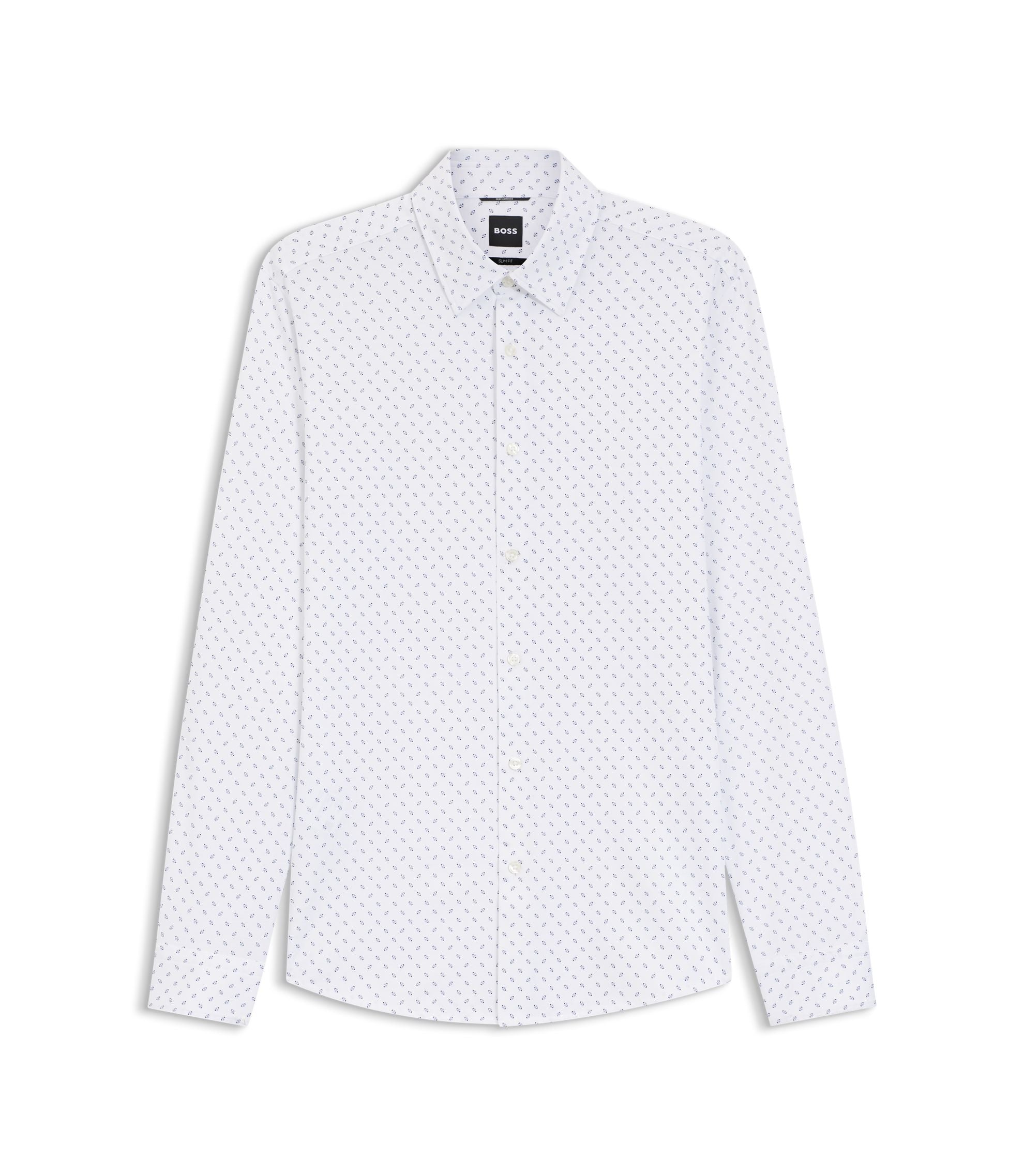 Boss Printed Slim Fit Shirt In A Cotton Blend Light Purple