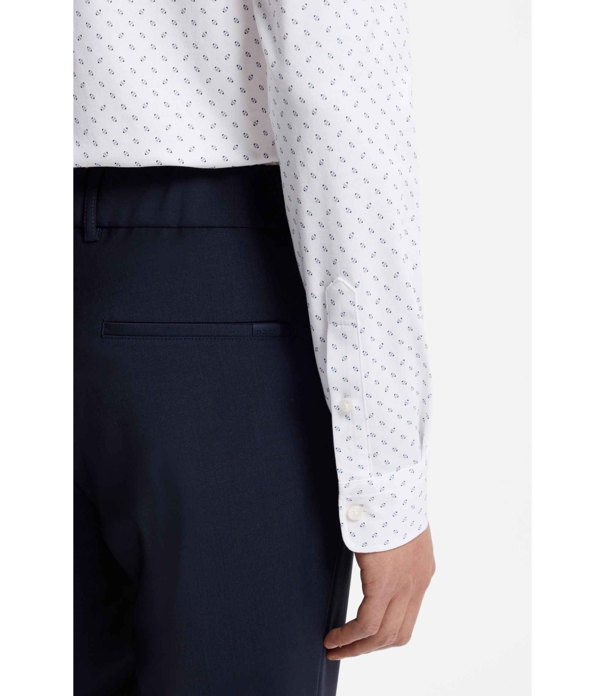 Boss Printed Slim Fit Shirt In A Cotton Blend Light Purple