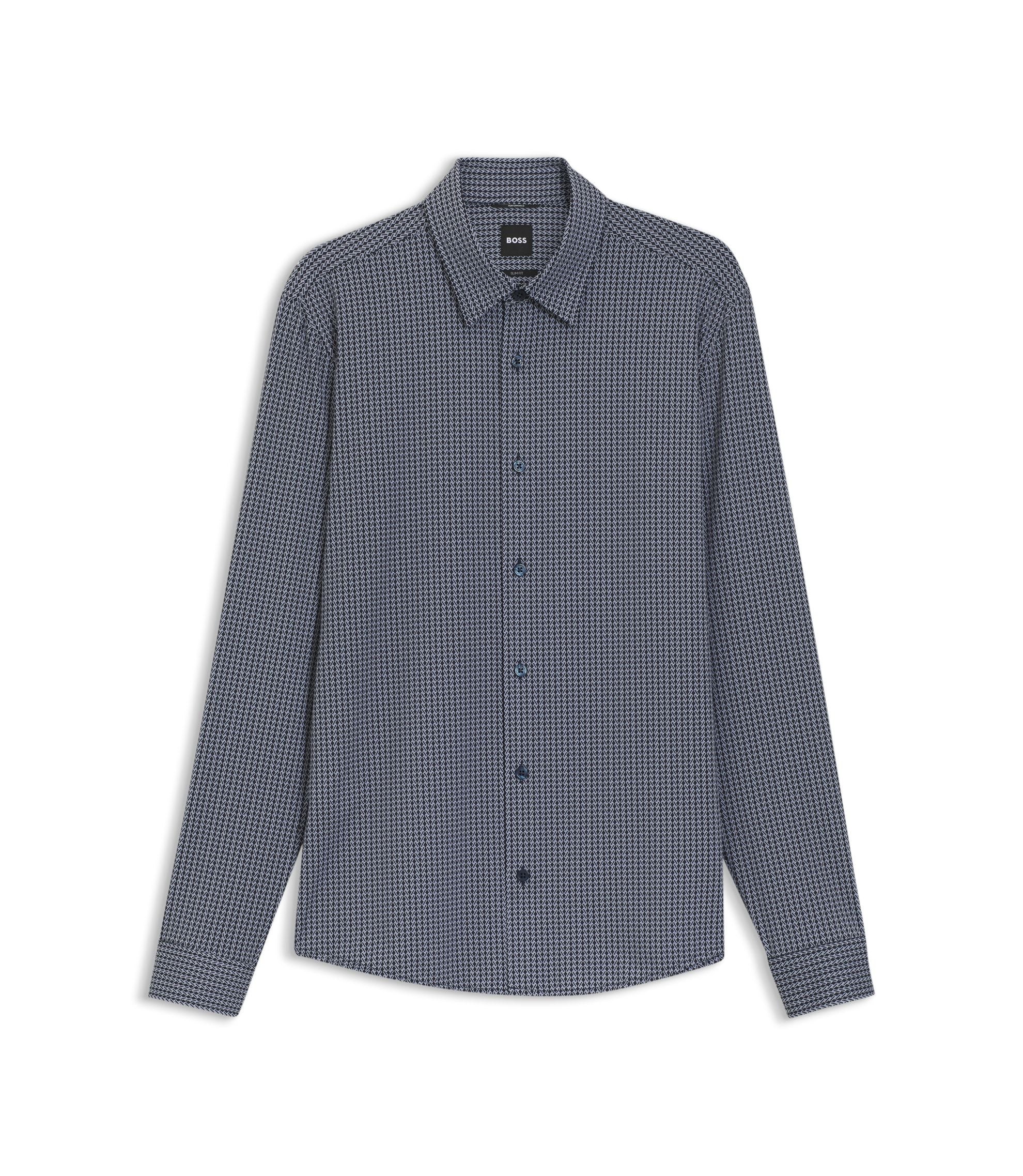 Boss Slim Fit Shirt In Italian Made Performance Stretch Jersey Dark Blue