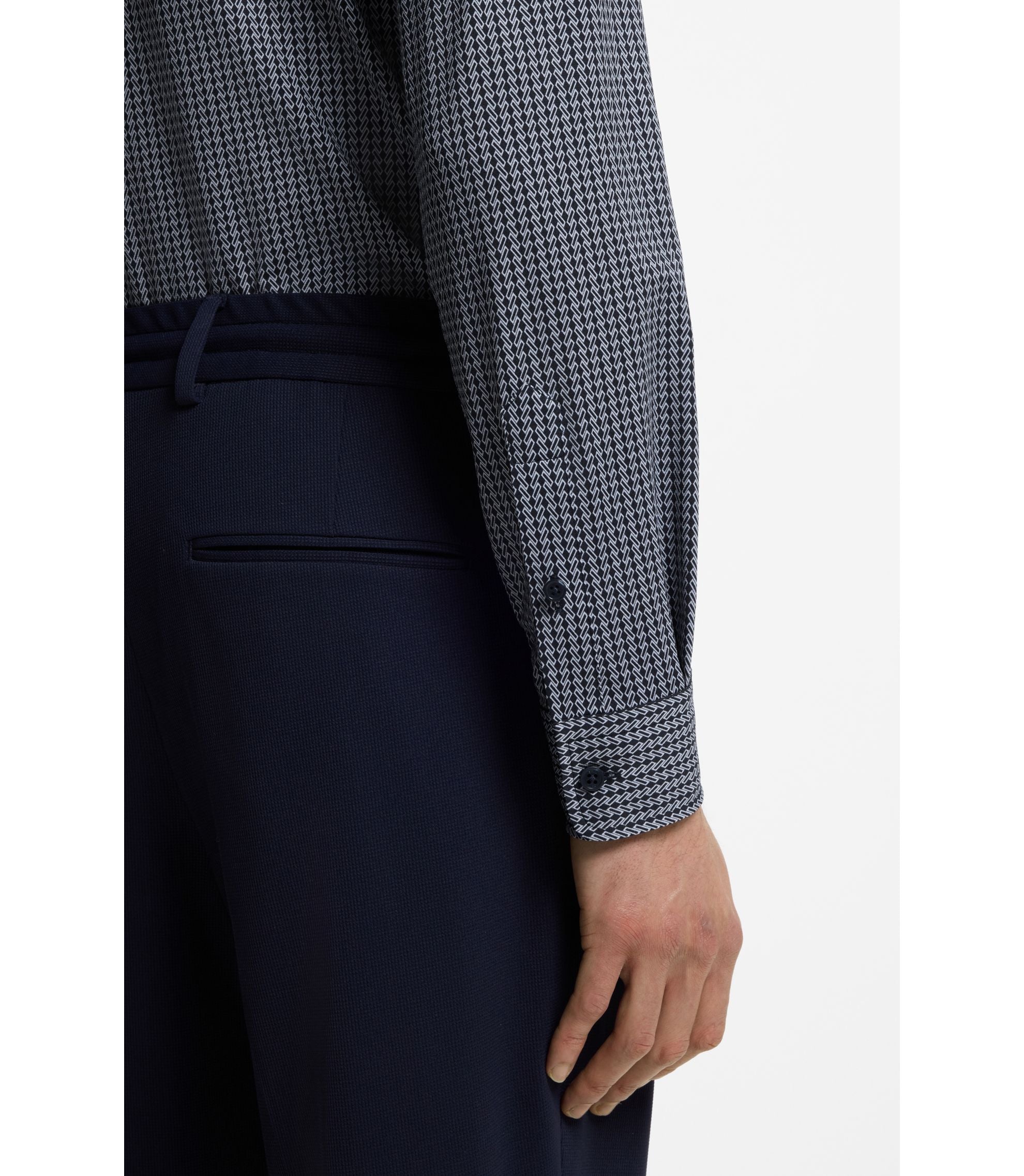 Boss Slim Fit Shirt In Italian Made Performance Stretch Jersey Dark Blue