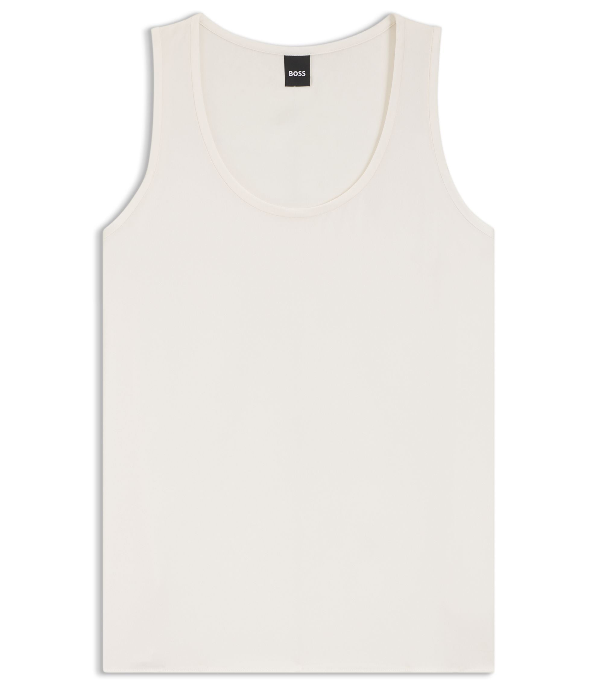 Boss Sleeveless Top In Stretch Silk White Women's