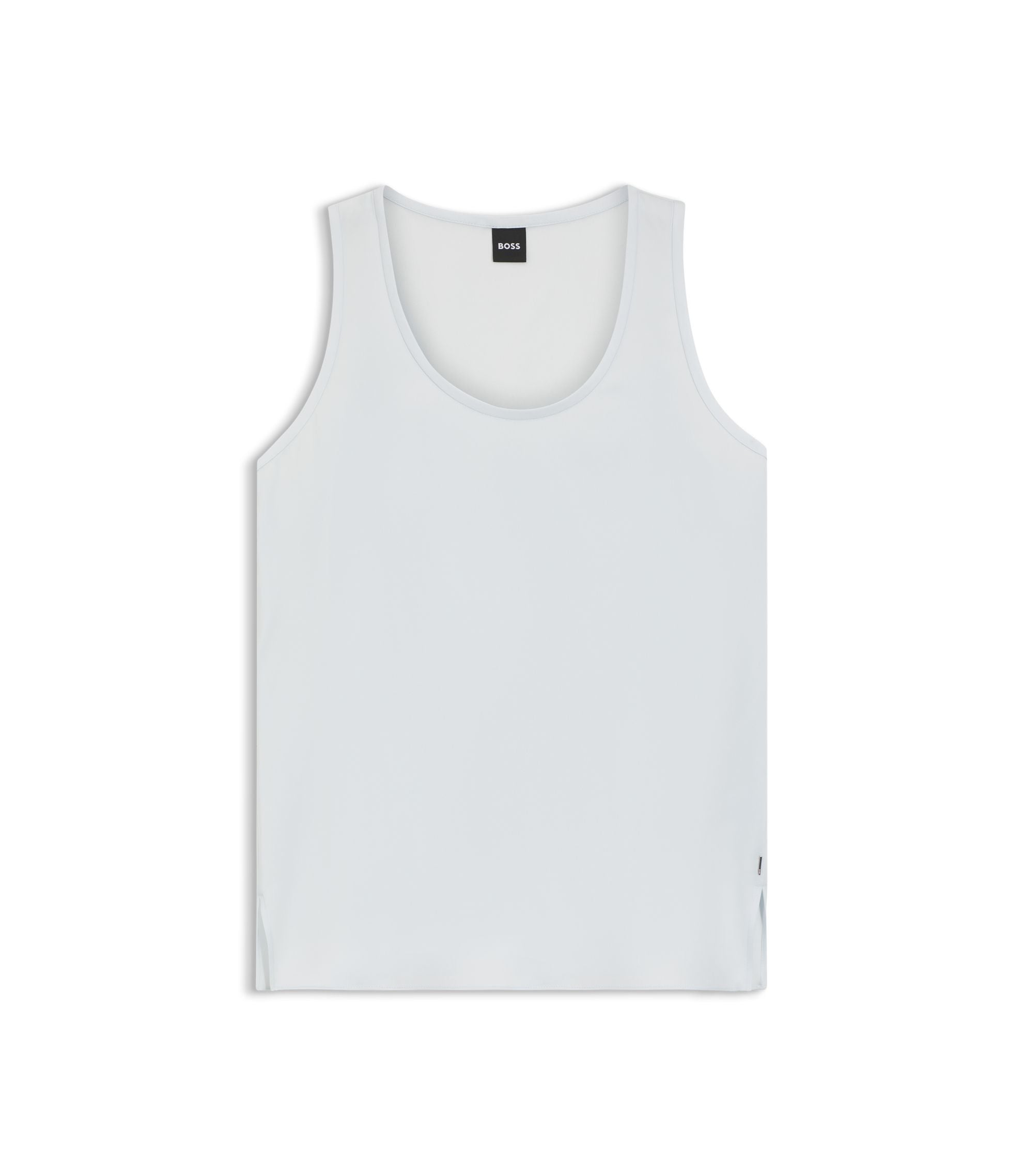 Boss Sleeveless Top In Stretch Silk Light Blue Women's