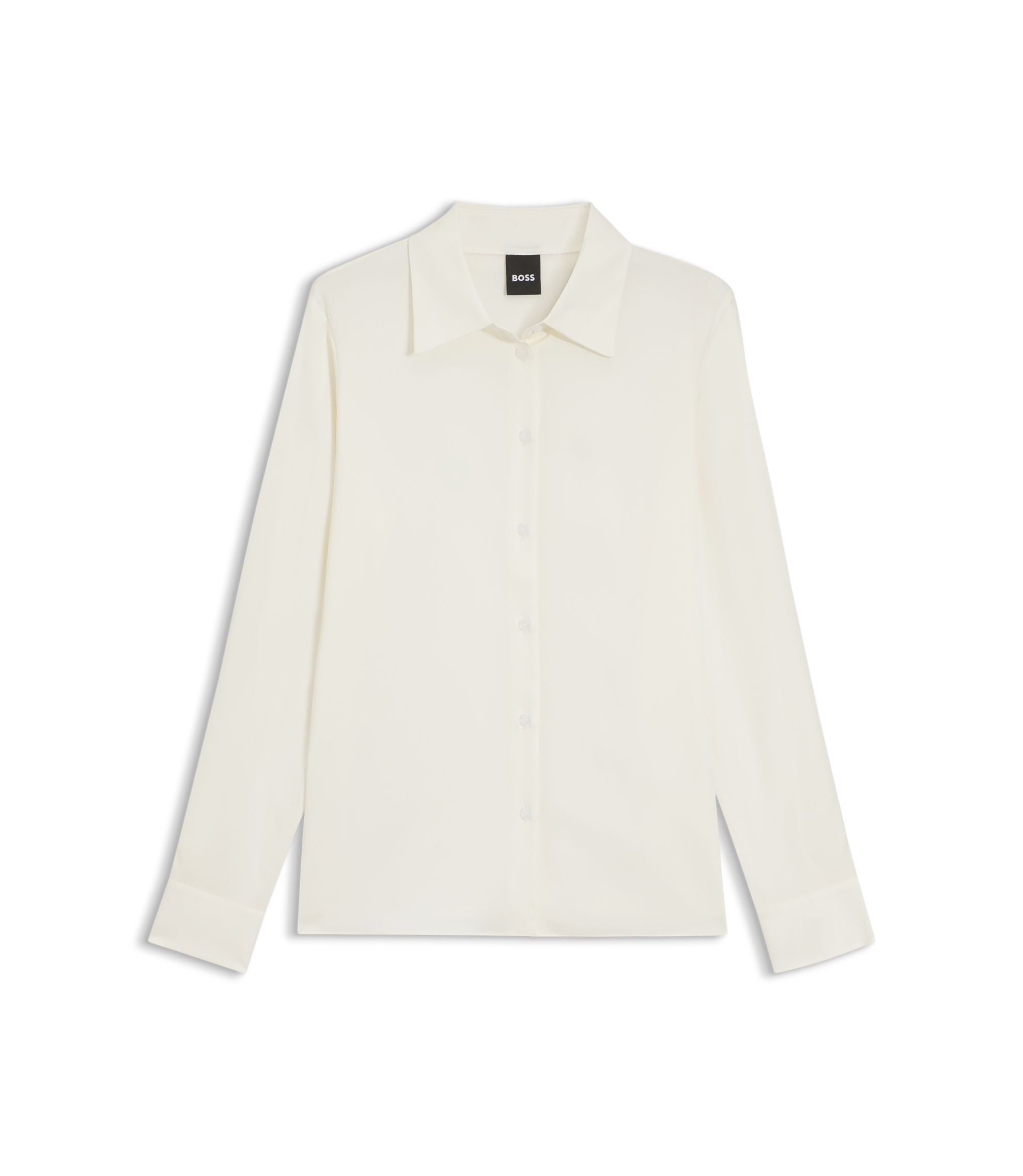 Boss Regular Fit Blouse In Stretch Silk White Women's