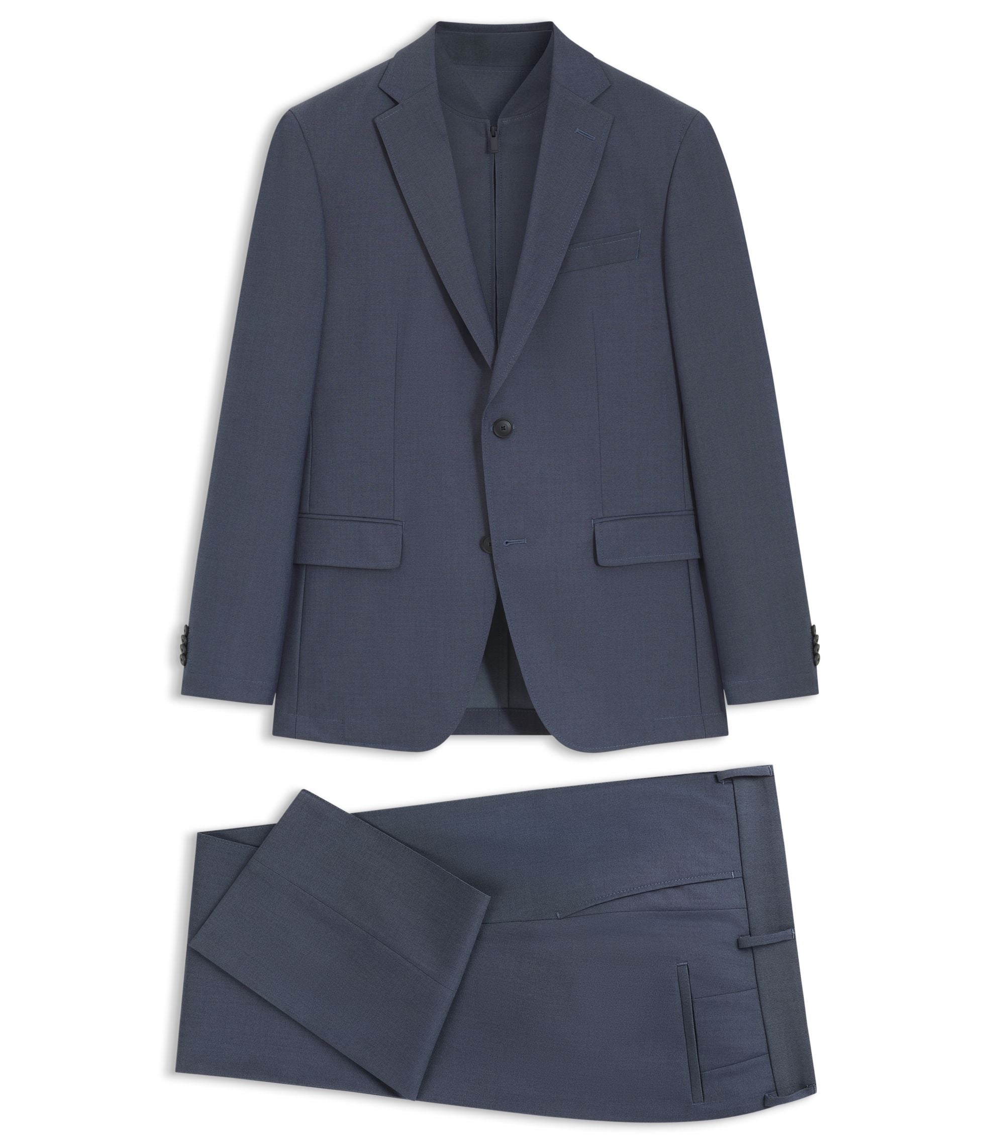Boss Three Piece Slim Fit Suit With Zip Waistcoat Light Blue