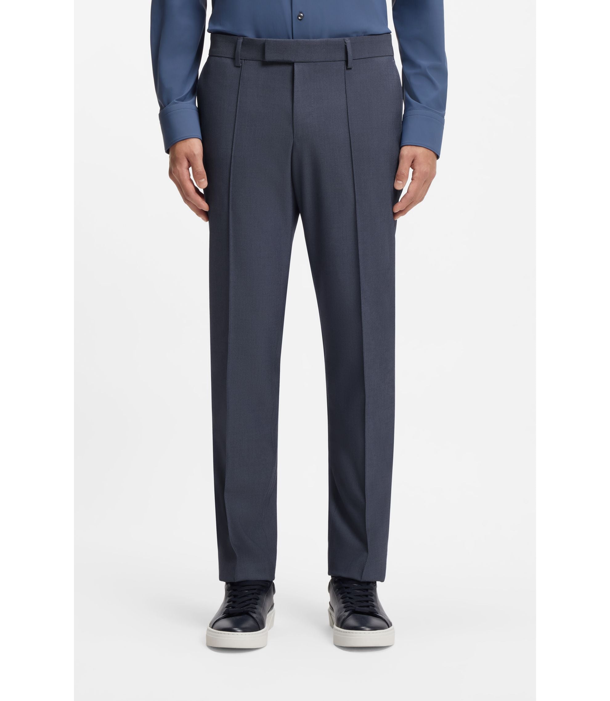 Boss Three Piece Slim Fit Suit With Zip Waistcoat Light Blue