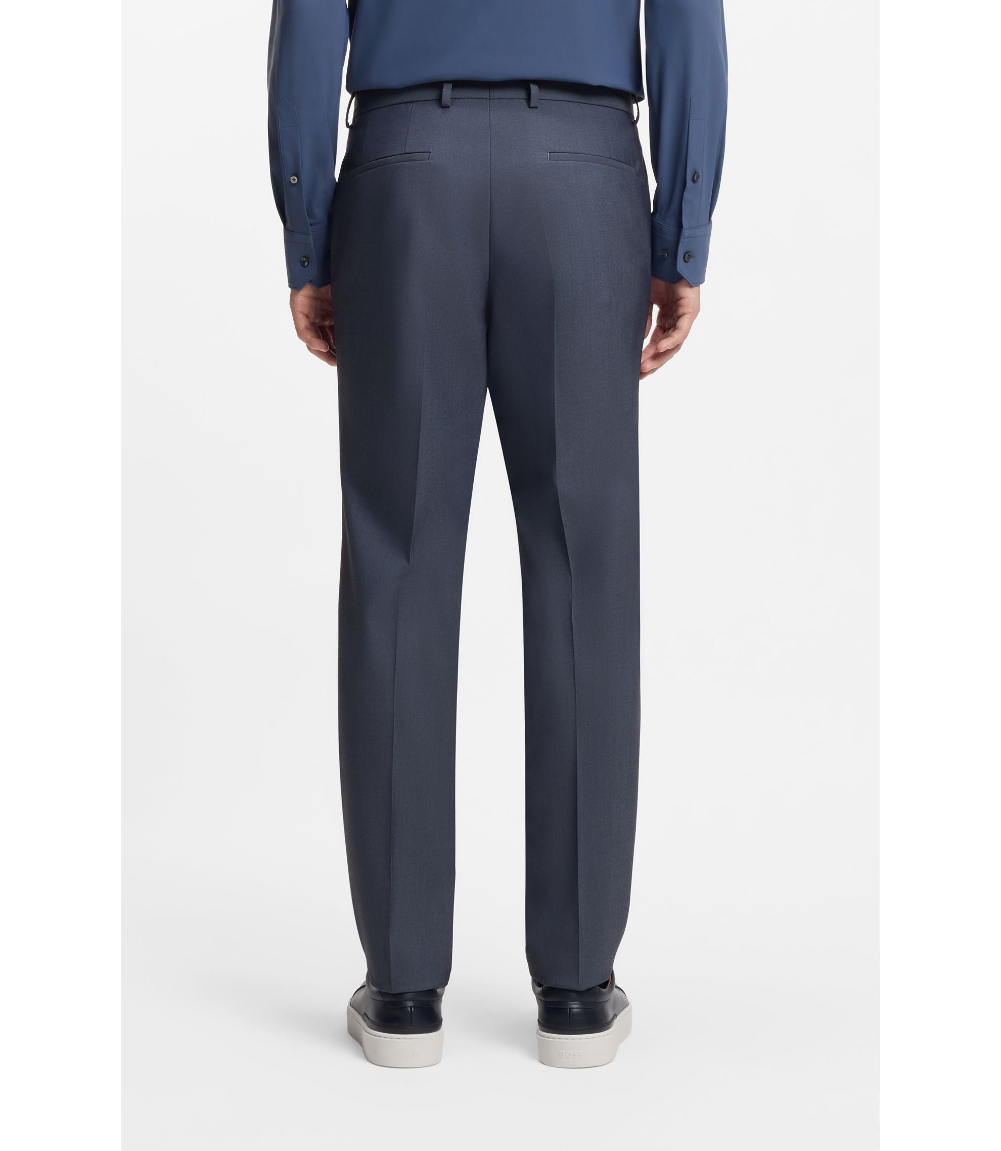 Boss Three Piece Slim Fit Suit With Zip Waistcoat Light Blue