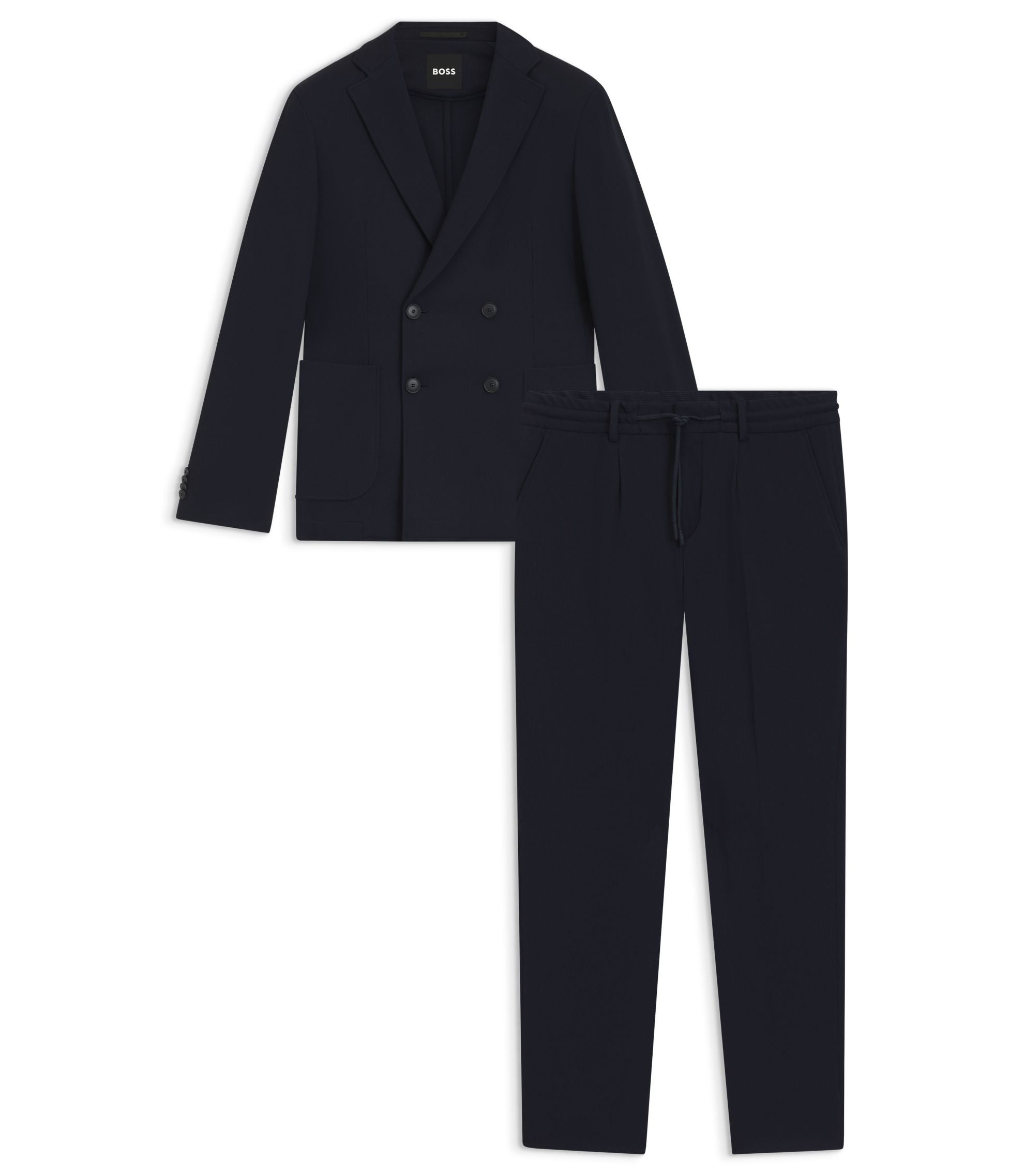 Boss Two Piece Slim Fit Suit In Performance Stretch Fabric Dark Blue