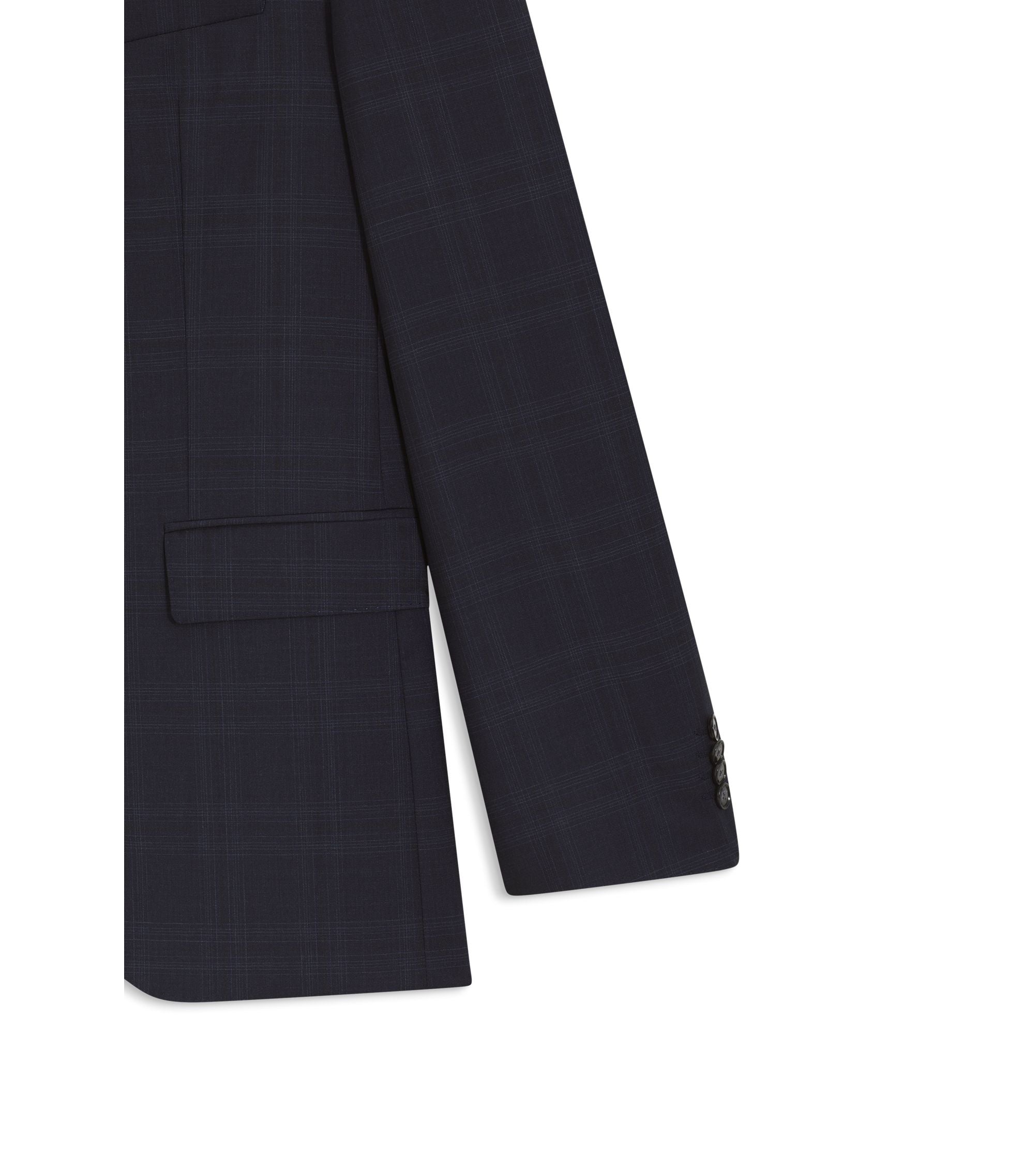 Boss Two Piece Regular Fit Suit In Checked Virgin Wool Dark Blue