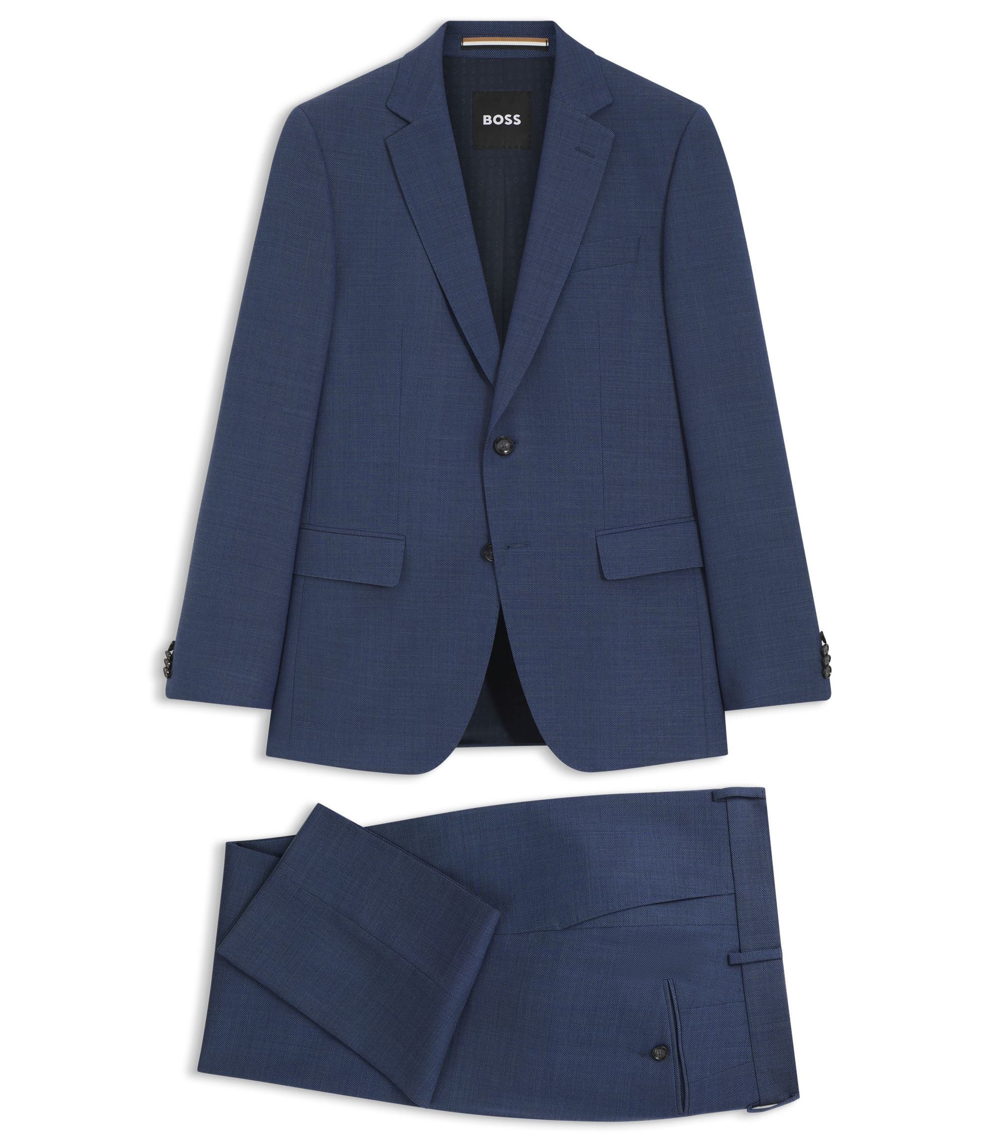 Boss Micro Patterned Two Piece Slim Fit Suit In Stretch Cloth Light Blue