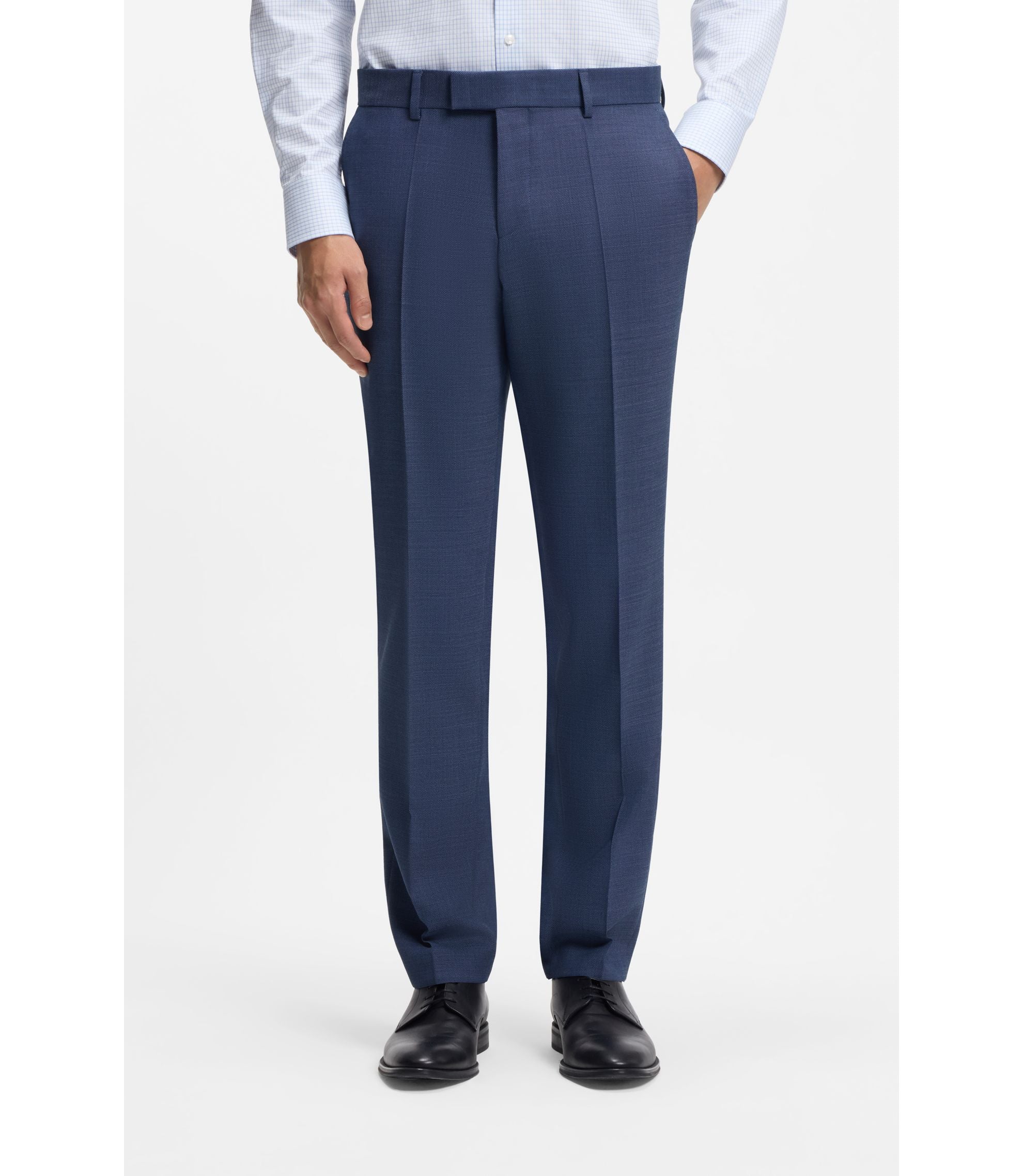 Boss Micro Patterned Two Piece Slim Fit Suit In Stretch Cloth Light Blue