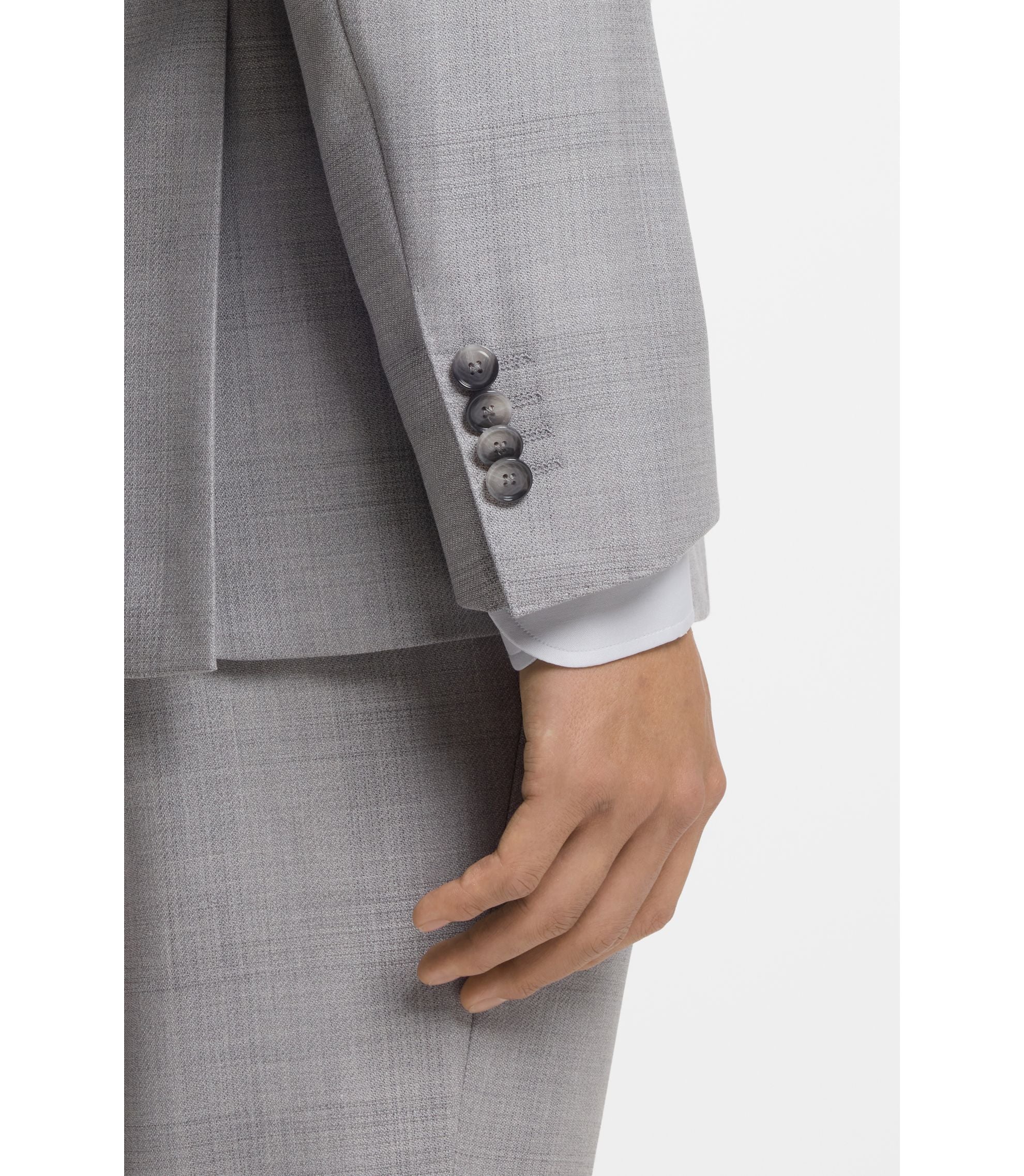 Boss Two Piece Slim Fit Suit In Virgin Wool And Silk Silver