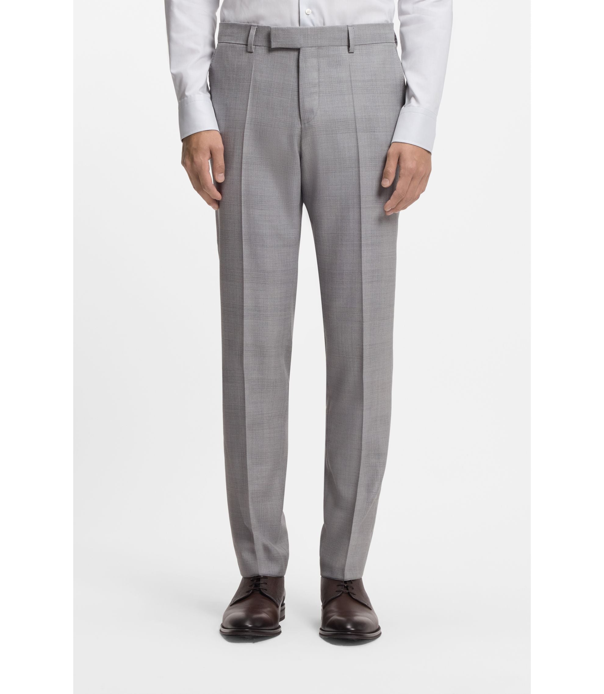 Boss Two Piece Slim Fit Suit In Virgin Wool And Silk Silver