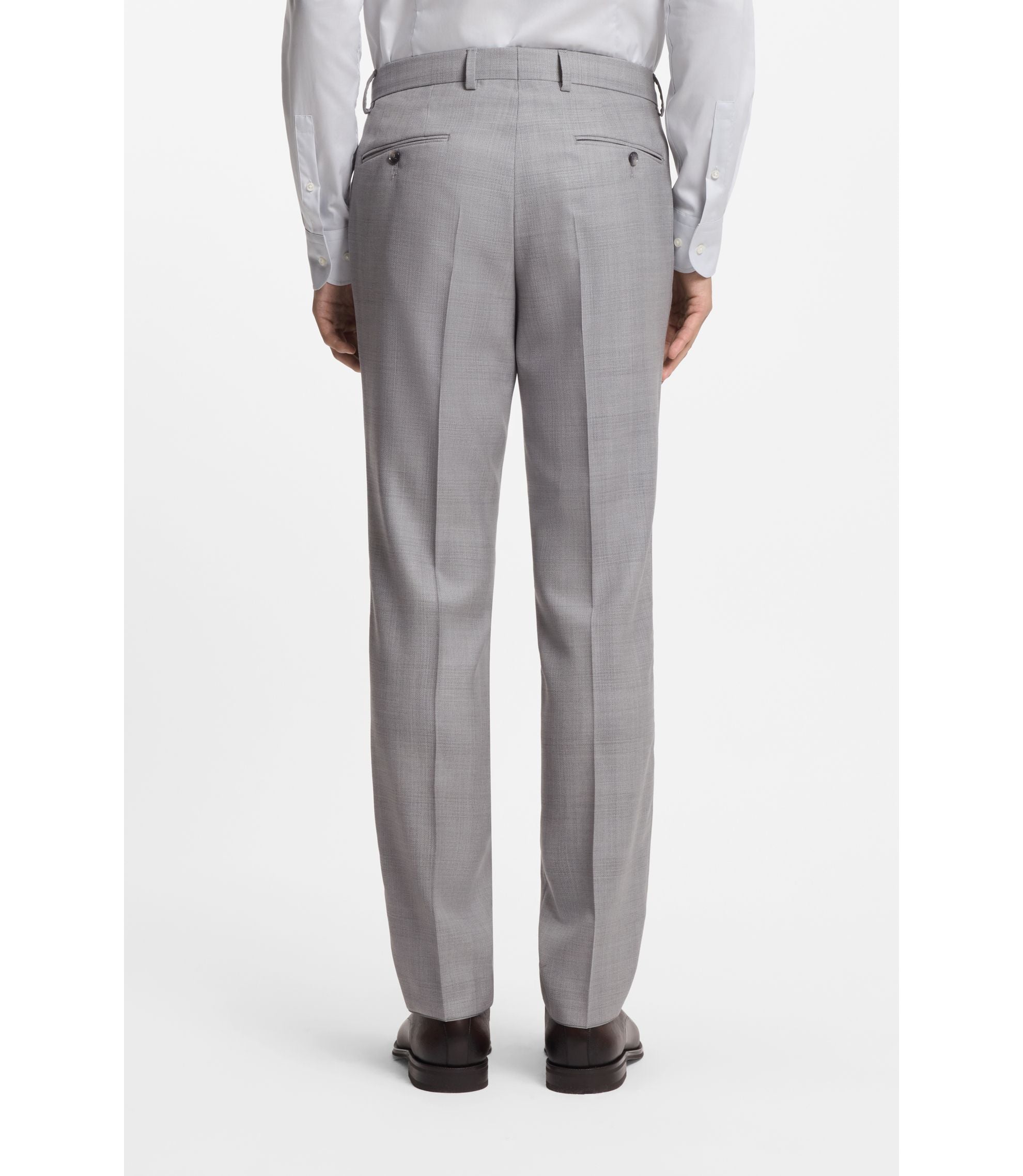 Boss Two Piece Slim Fit Suit In Virgin Wool And Silk Silver
