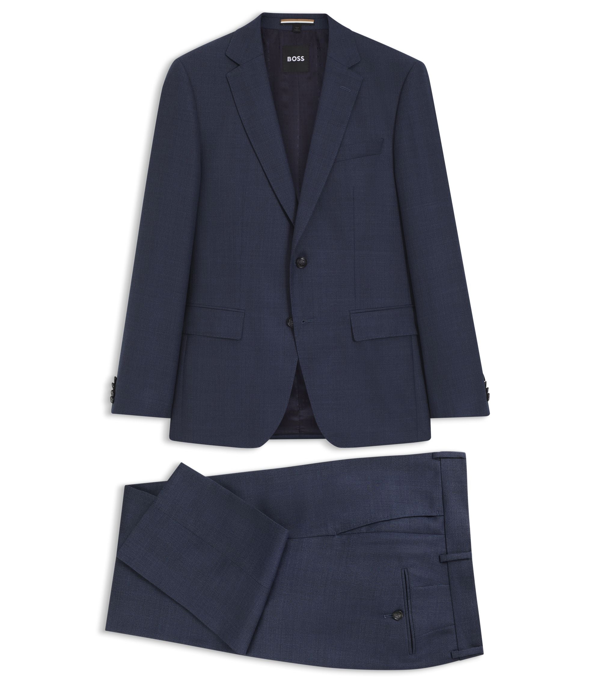 Boss Two Piece Slim Fit Suit In Virgin Wool And Silk Light Blue