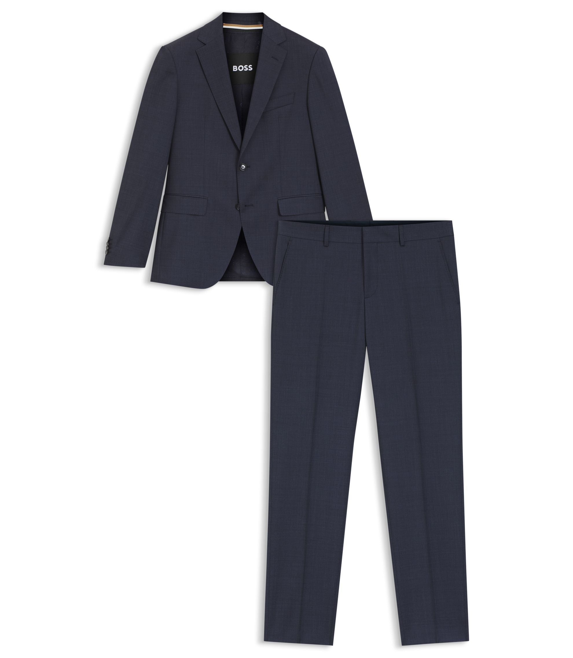 Boss Two Piece Regular Fit Suit In Virgin Wool And Silk Light Blue