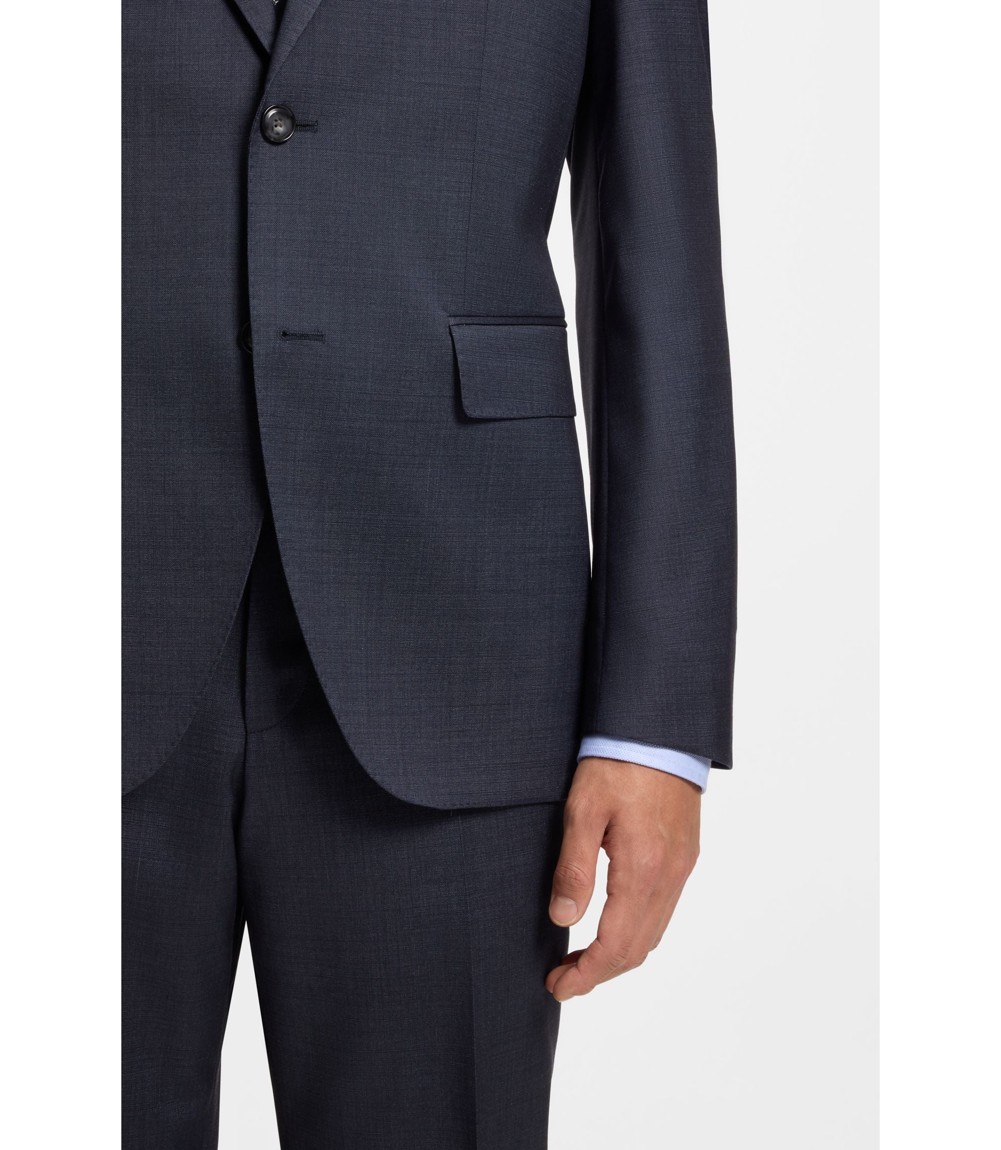 Boss Two Piece Regular Fit Suit In Virgin Wool And Silk Light Blue