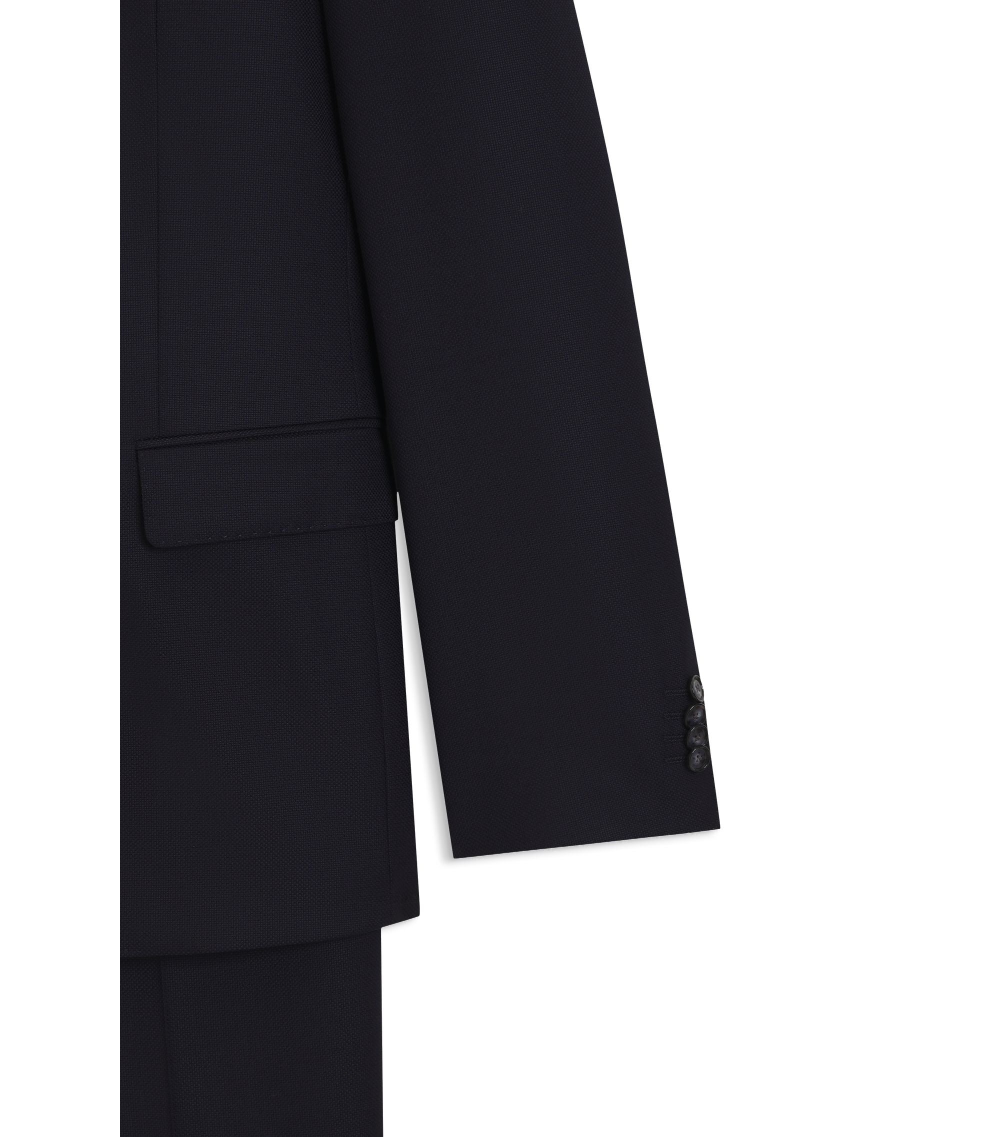 Boss Two Piece Slim Fit Suit In Patterned Virgin Wool Dark Blue