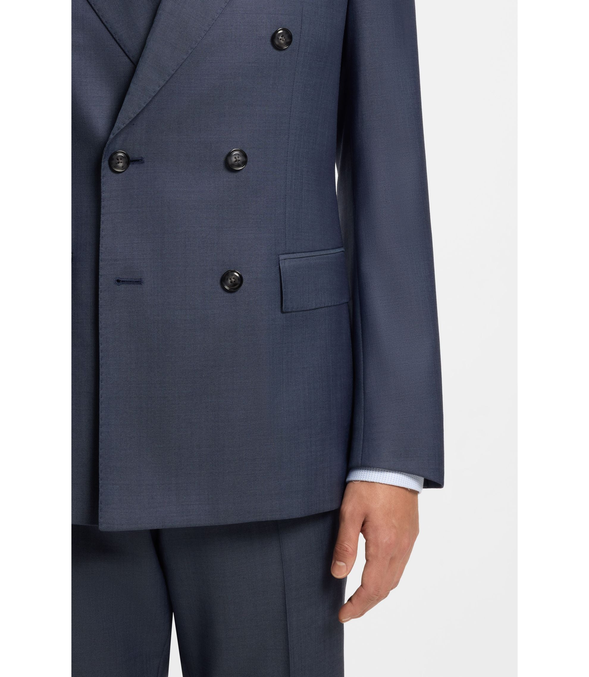 Boss Two Piece Slim Fit Suit In Patterned Virgin Wool Light Blue