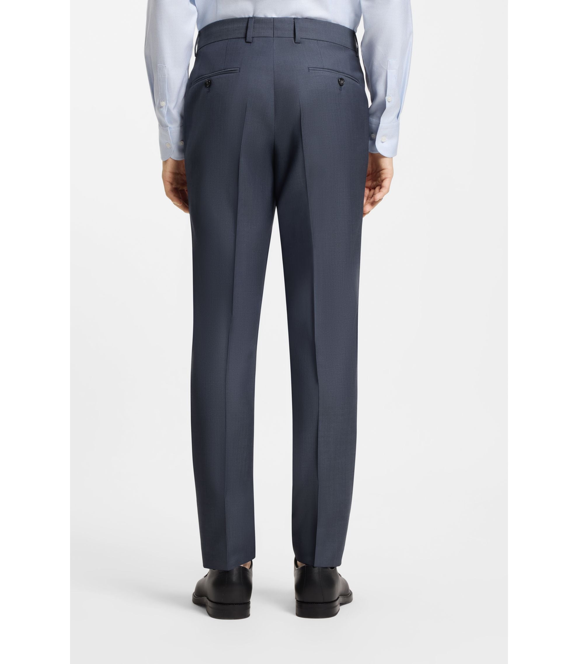 Boss Two Piece Slim Fit Suit In Patterned Virgin Wool Light Blue