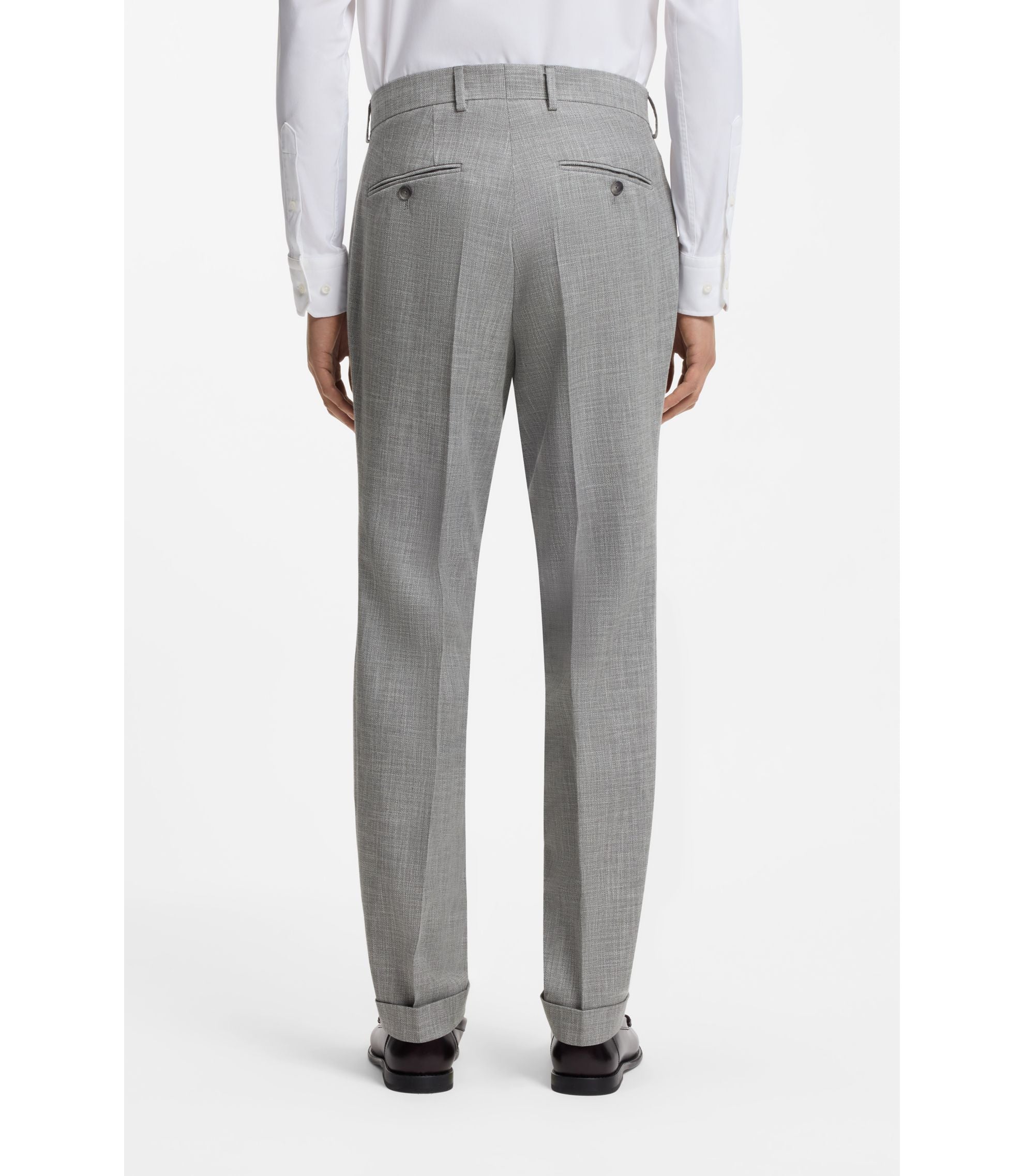Boss Two Piece Slim Fit Suit In Cotton And Virgin Wool Silver