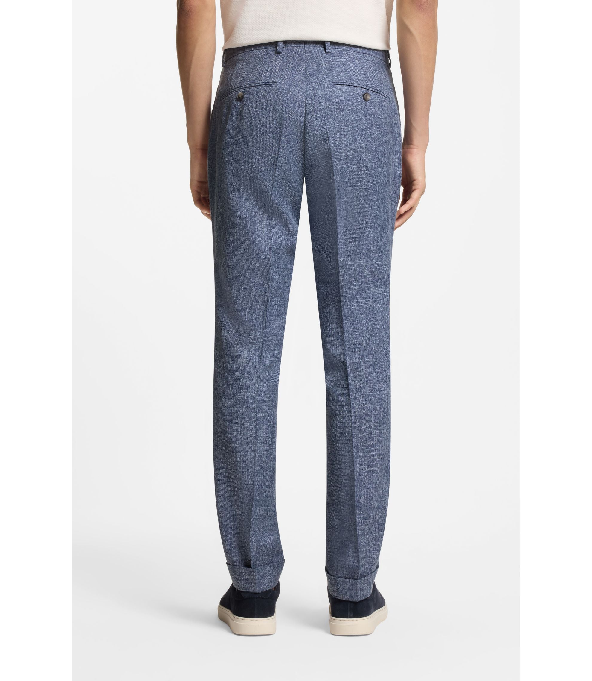 Boss Two Piece Slim Fit Suit In Cotton And Virgin Wool Light Blue