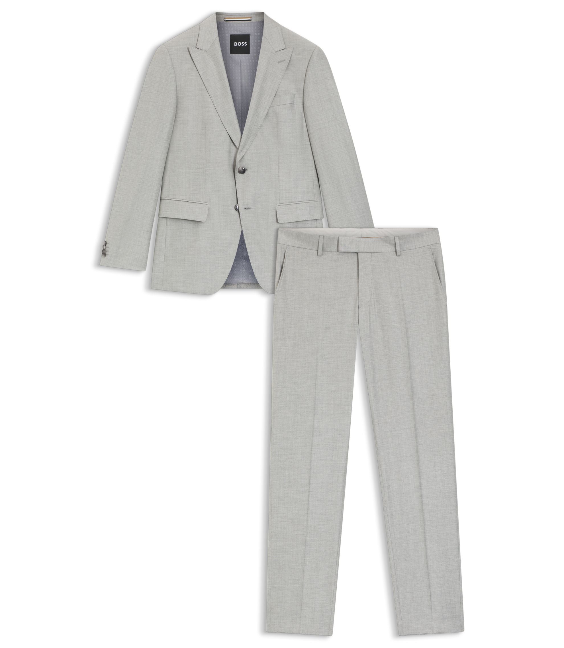 Boss Two Piece Slim Fit Suit In A Wool Blend Silver