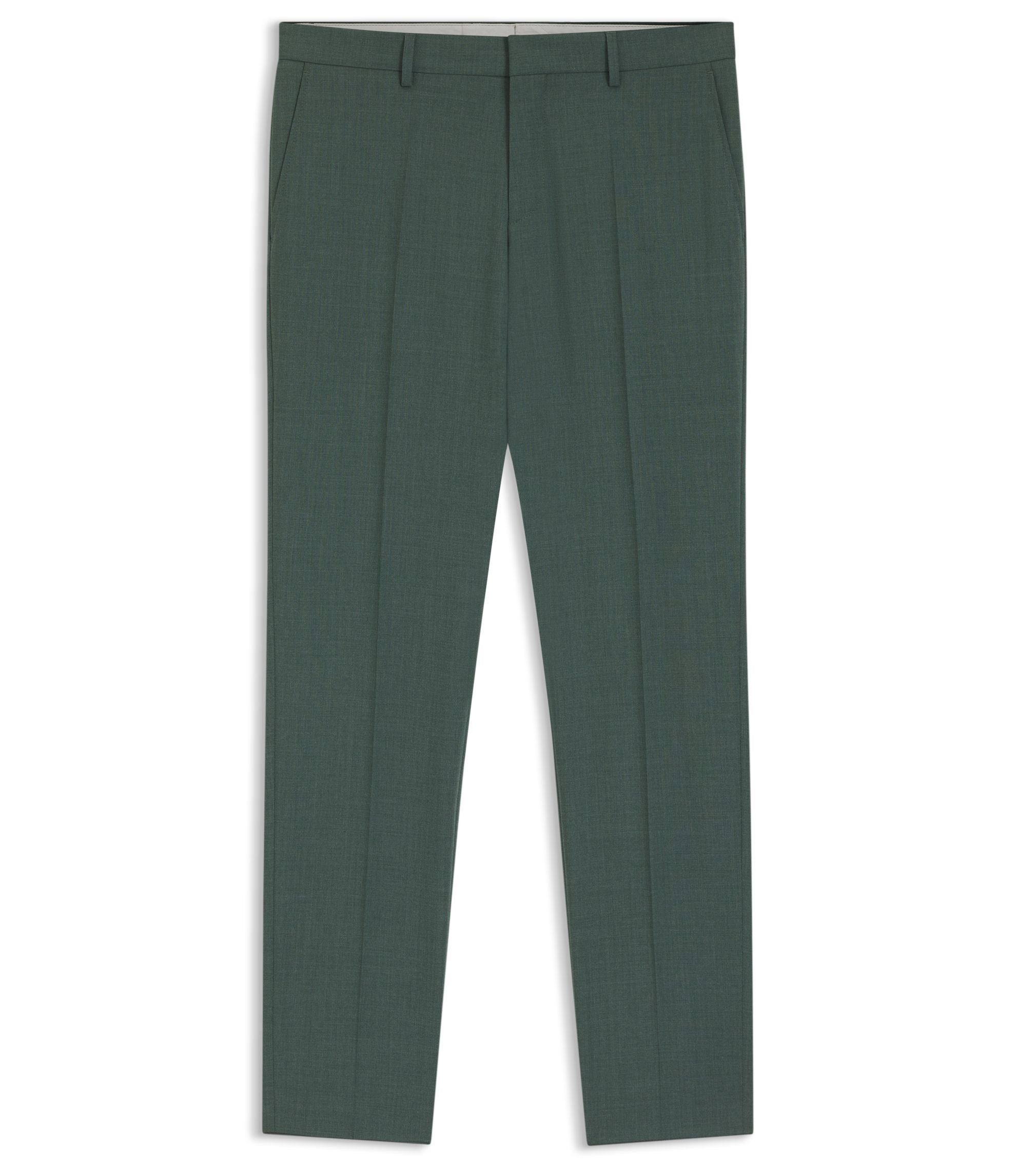 Boss Washable Slim Fit Trousers In Stretch Cloth Light Green