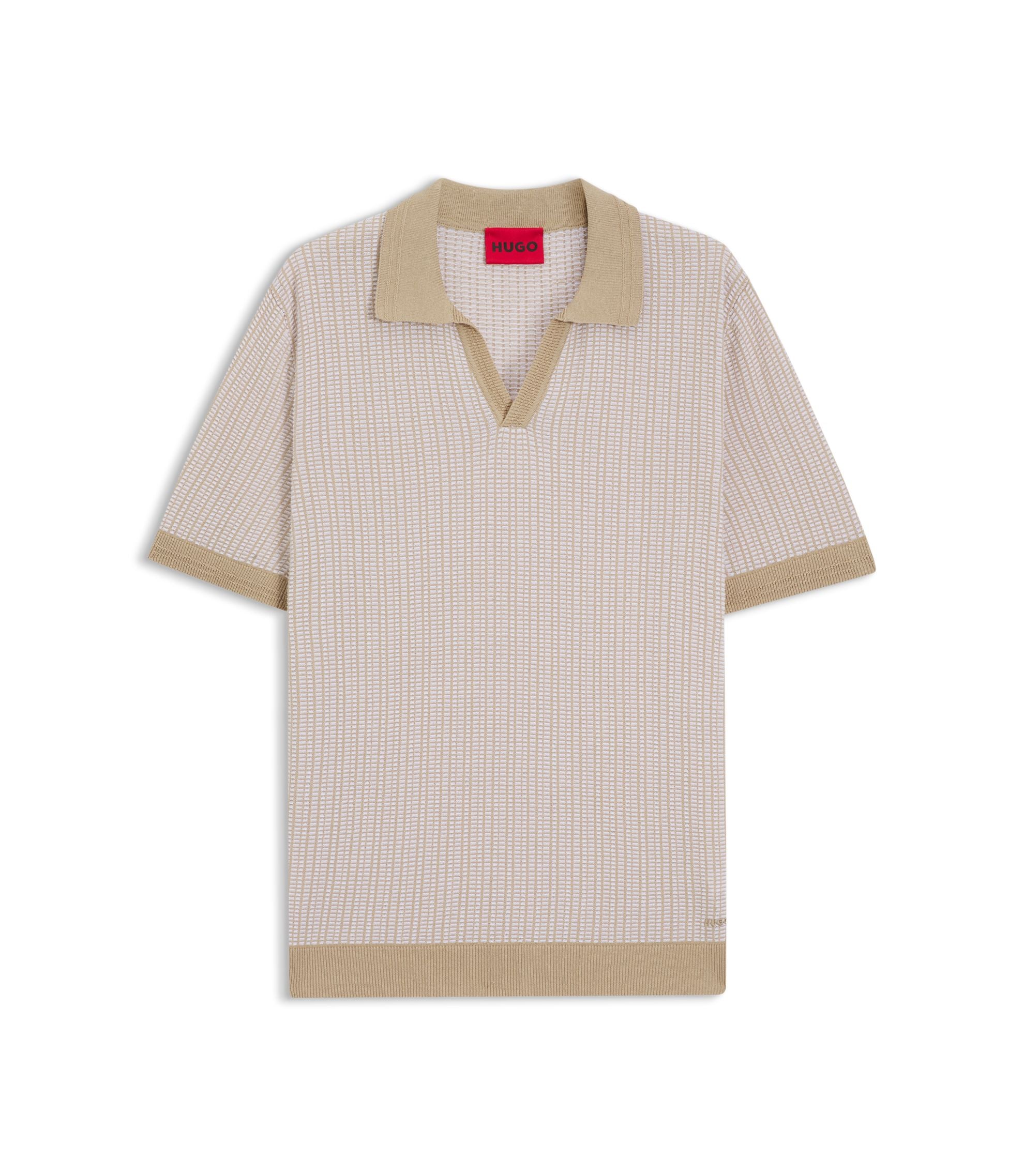 Hugo Johhny Collar Sweater In Cotton And Linen Beige