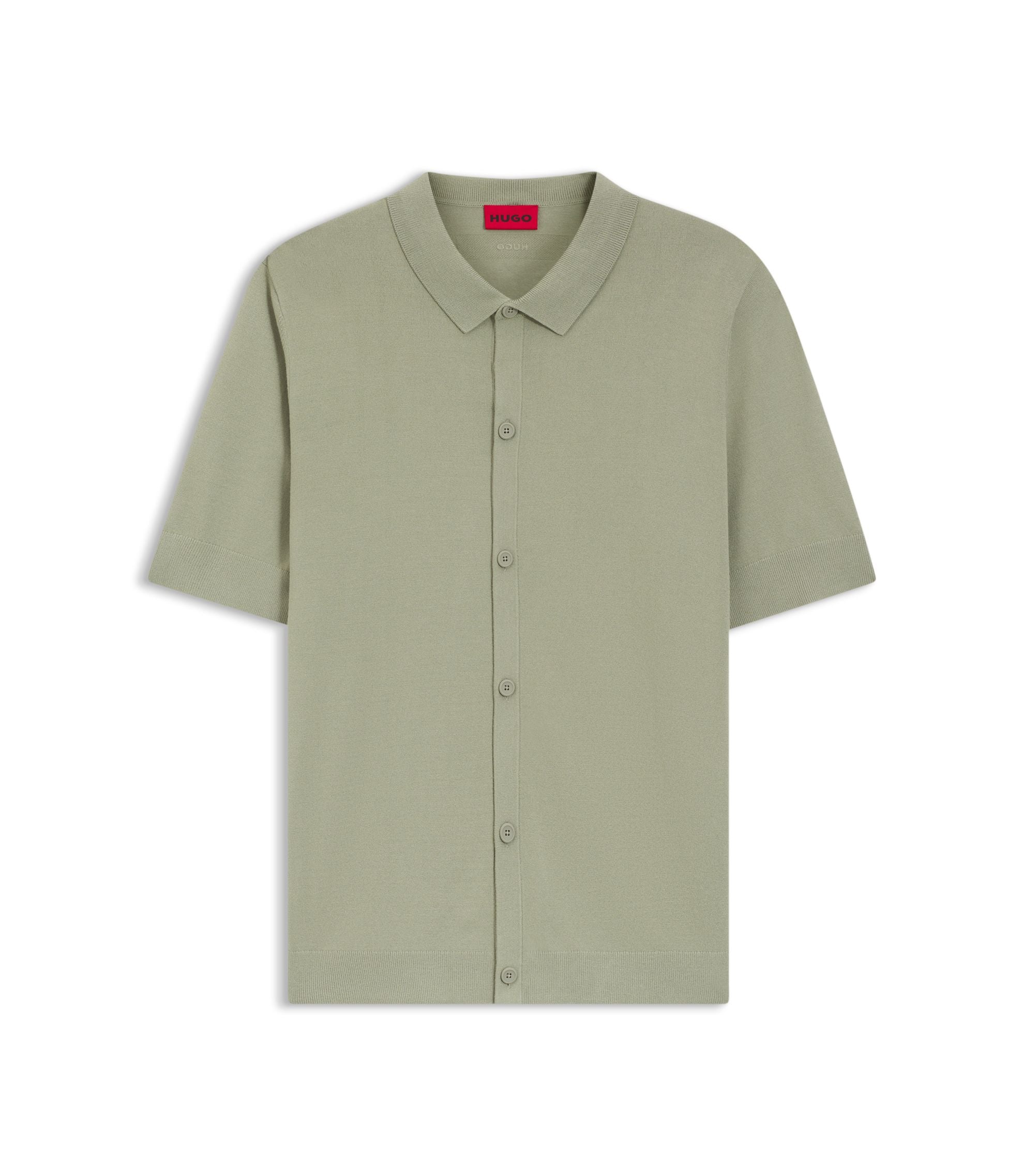 Hugo Regular Fit Shirt With Knitted Structure Light Green