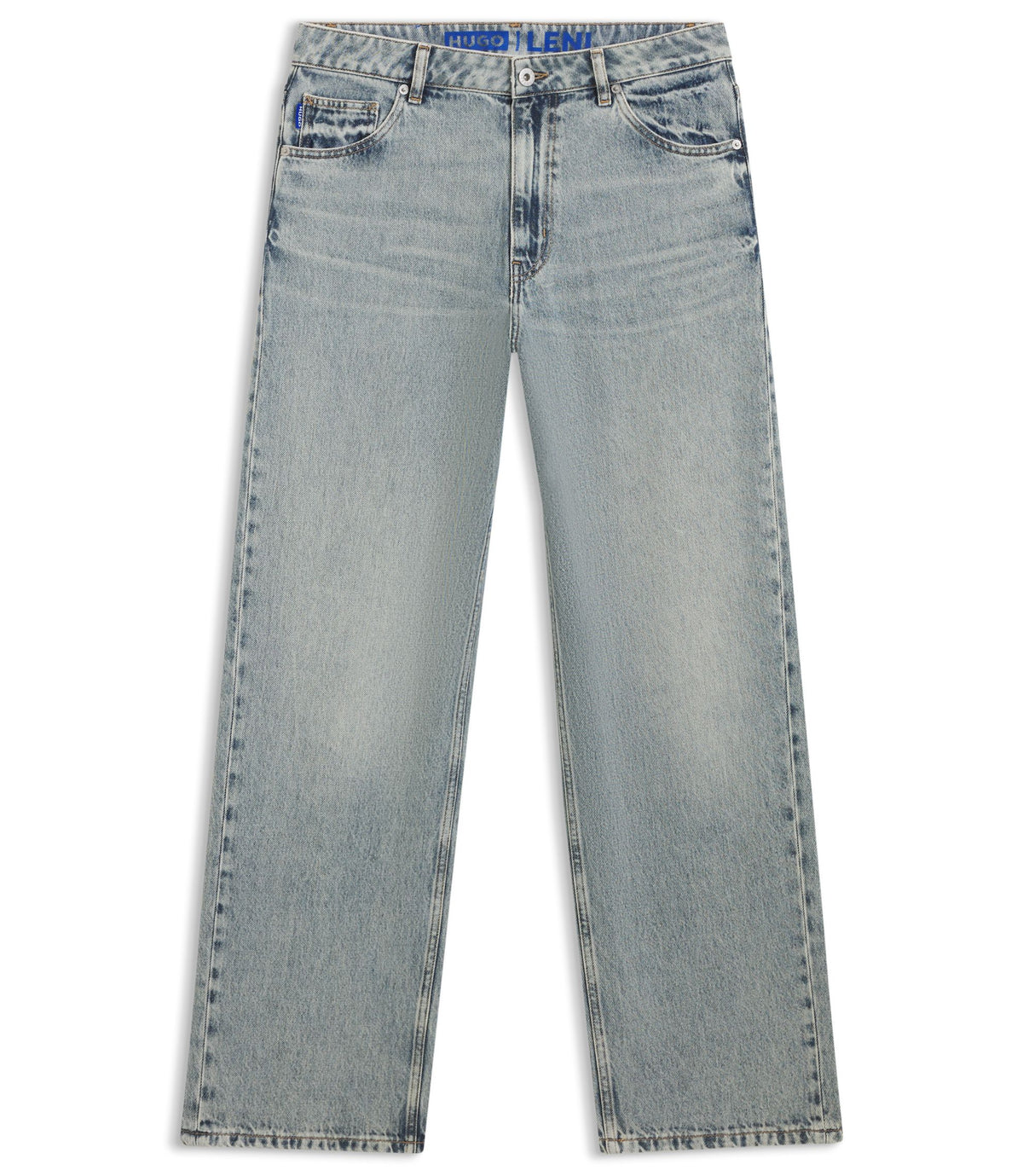 Hugo Ocean Blue Loose Fit Jeans In Rigid Denim Blue Women's