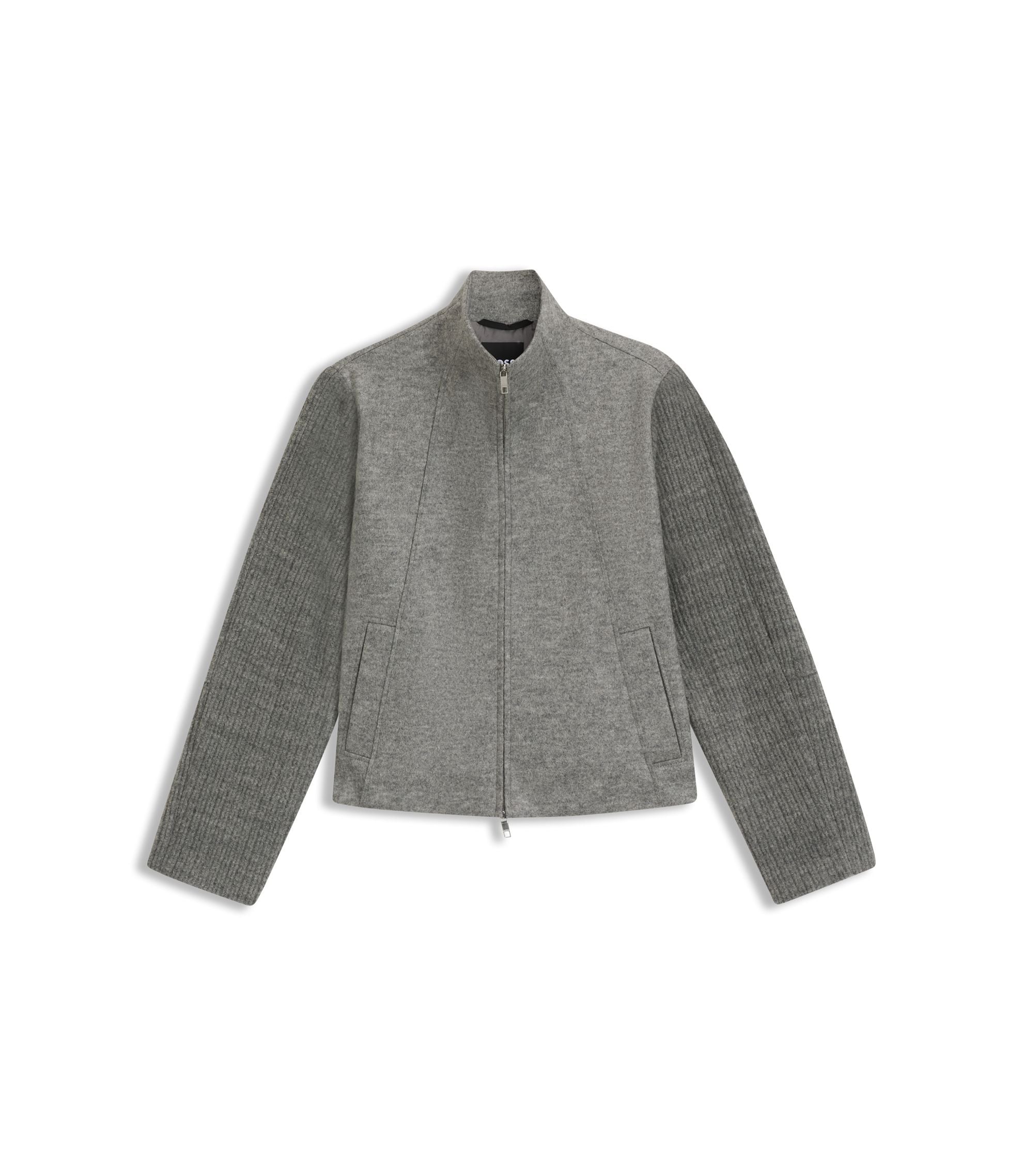 Boss Modern Fit Blazer In Boiled Virgin Wool Grey Women's