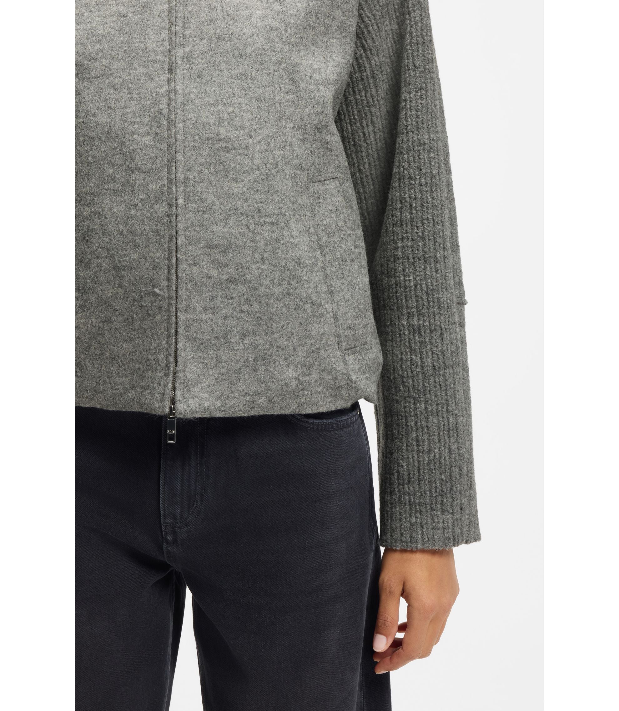Boss Modern Fit Blazer In Boiled Virgin Wool Grey Women's