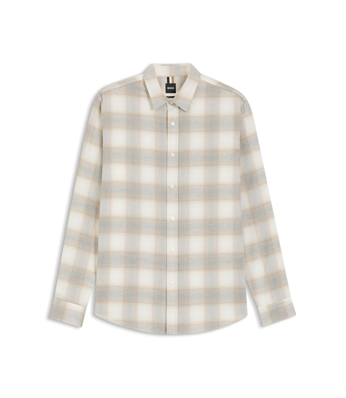 Boss Checked Relaxed Fit Shirt In Cotton Flannel White
