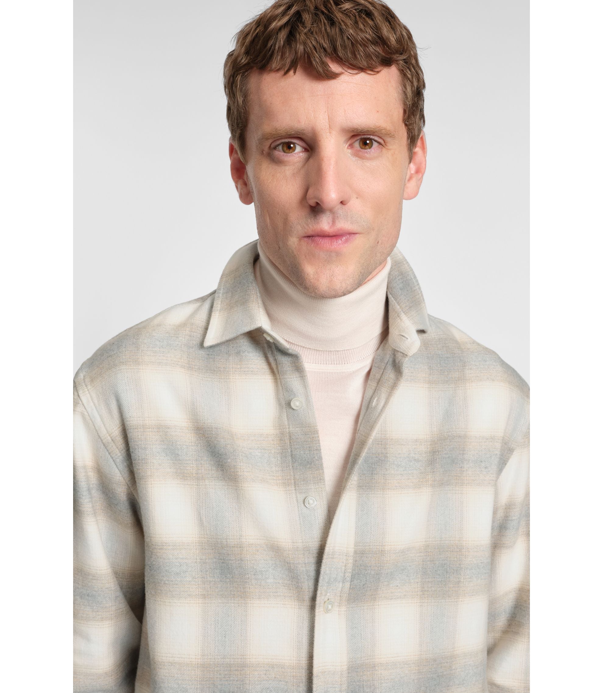 Boss Checked Relaxed Fit Shirt In Cotton Flannel White