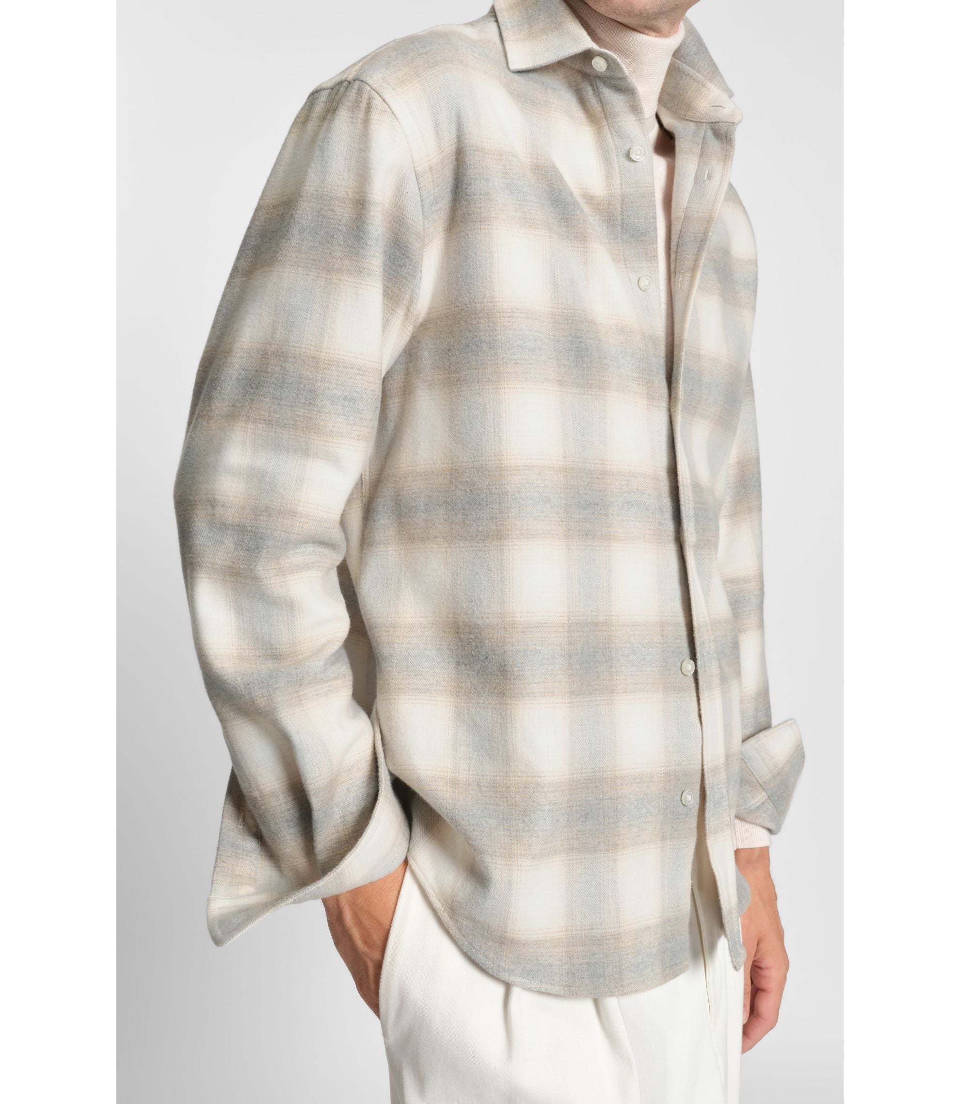 Boss Checked Relaxed Fit Shirt In Cotton Flannel White