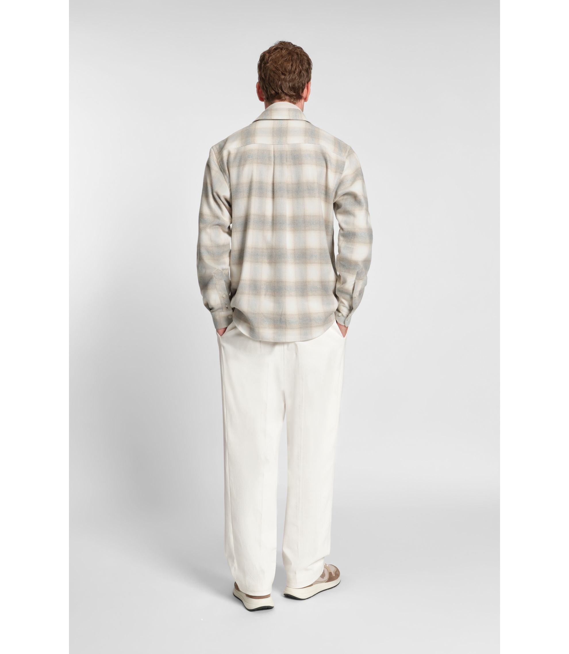 Boss Checked Relaxed Fit Shirt In Cotton Flannel White