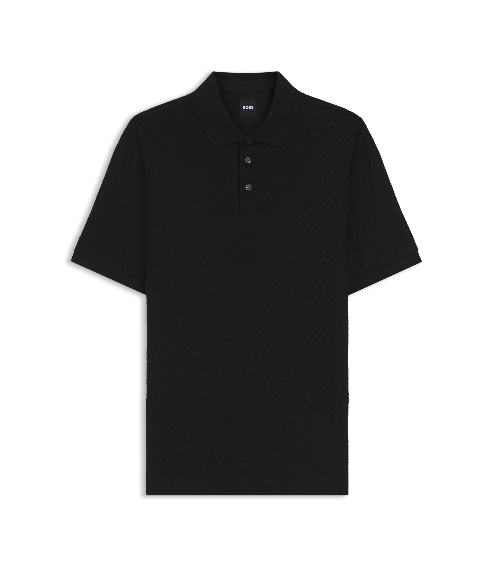 Boss Monogram Jacquard Polo Shirt In Cotton Black