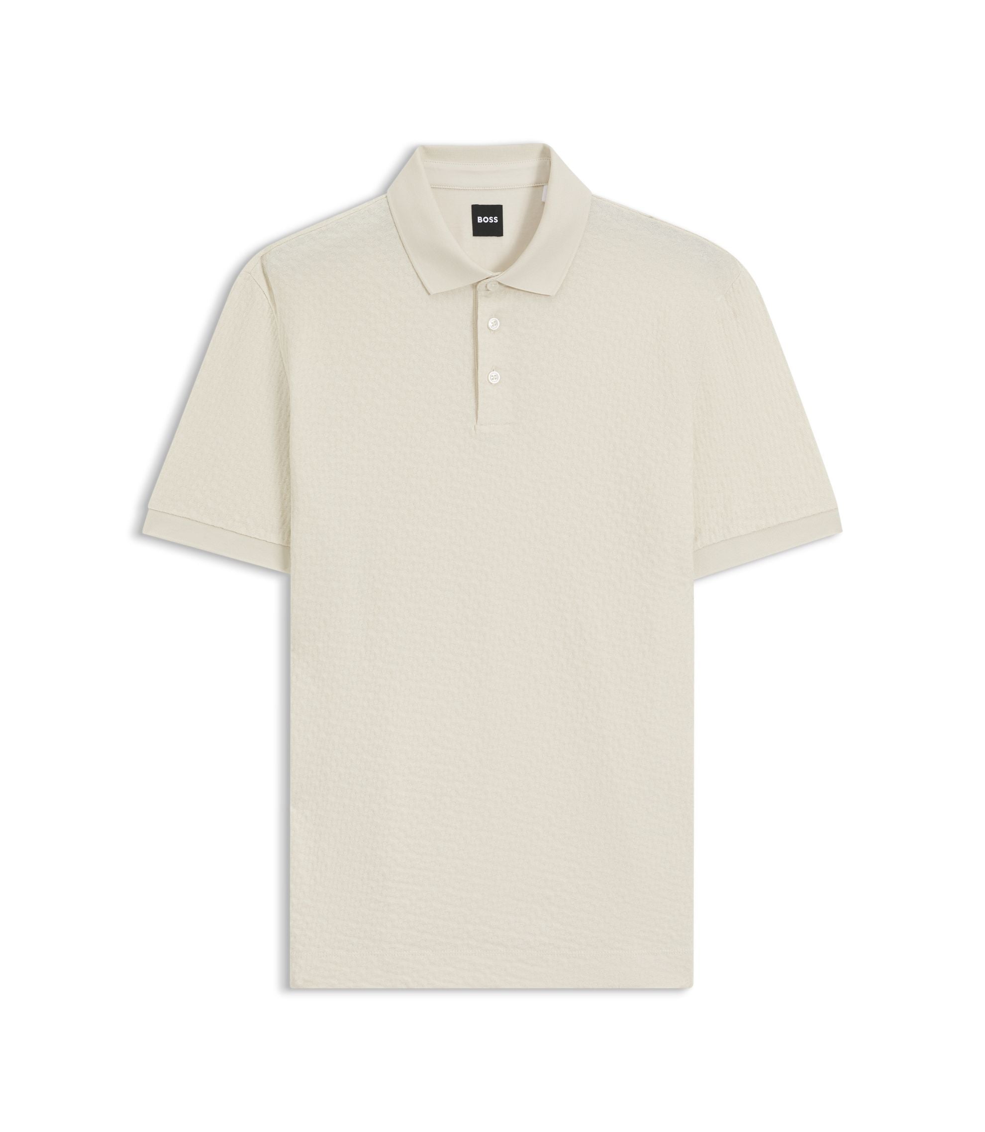 Boss Monogram Jacquard Polo Shirt In Cotton White