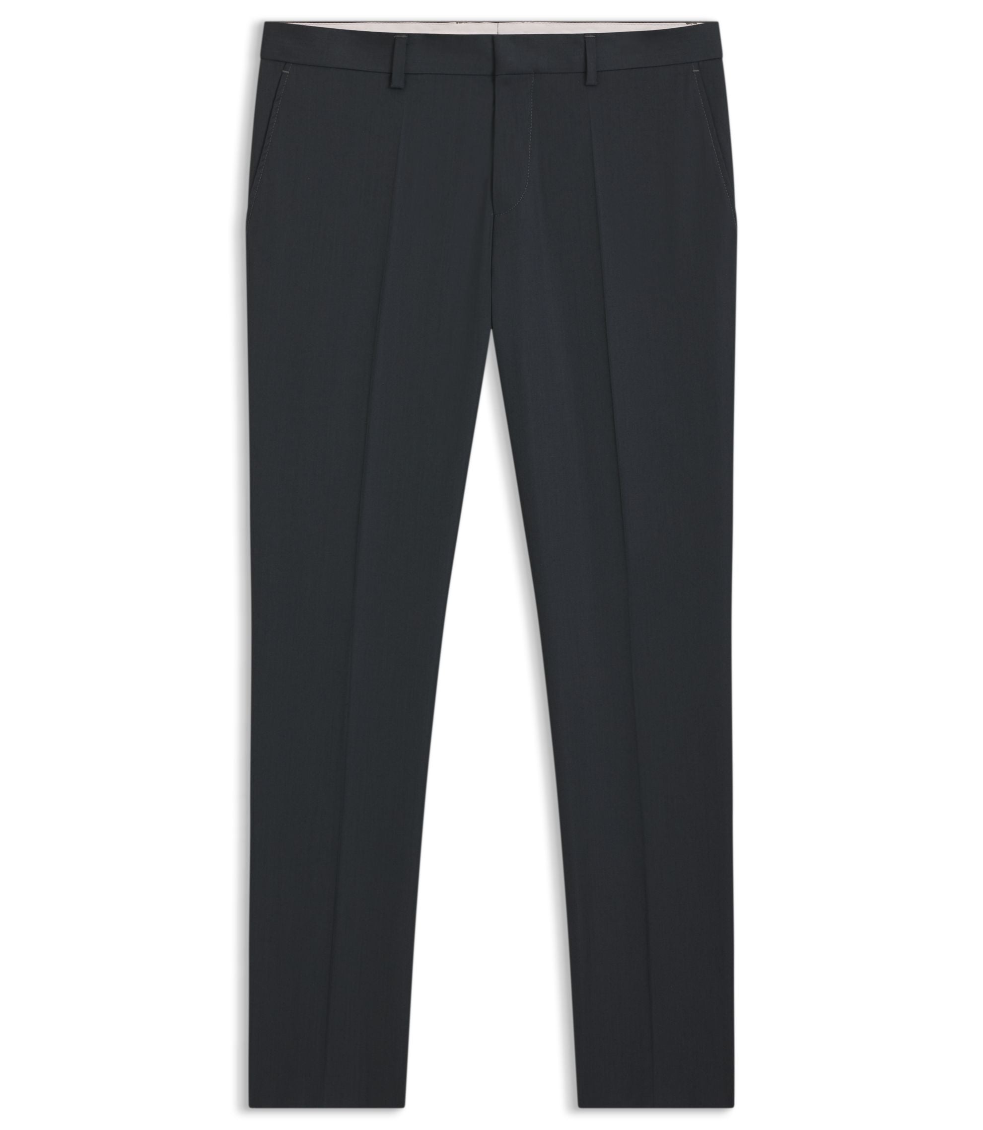 Boss Melange Slim Fit Trousers In A Wool Blend Light Green