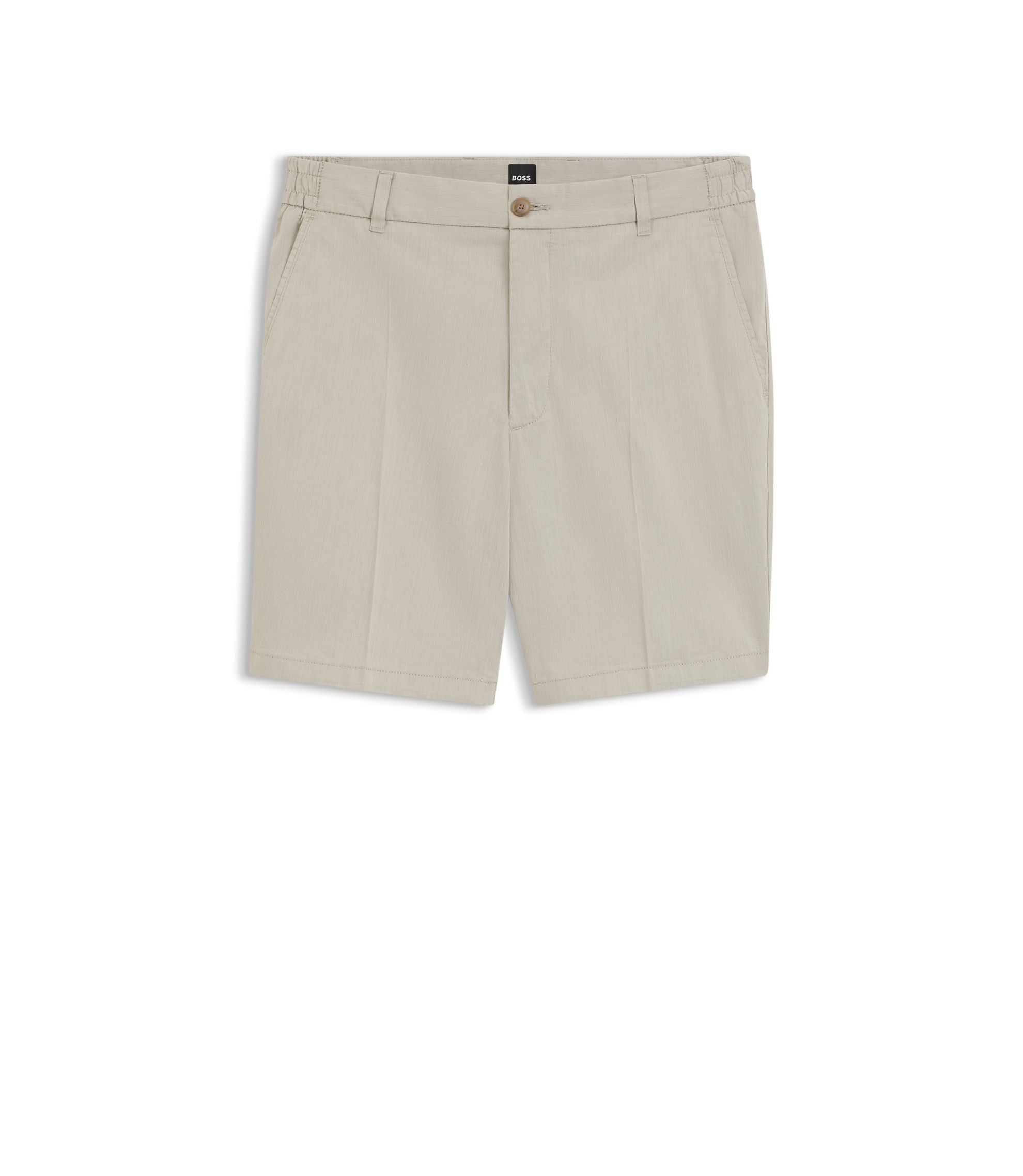 Boss Stretch Cotton Shorts In A Modern Fit Light Beige