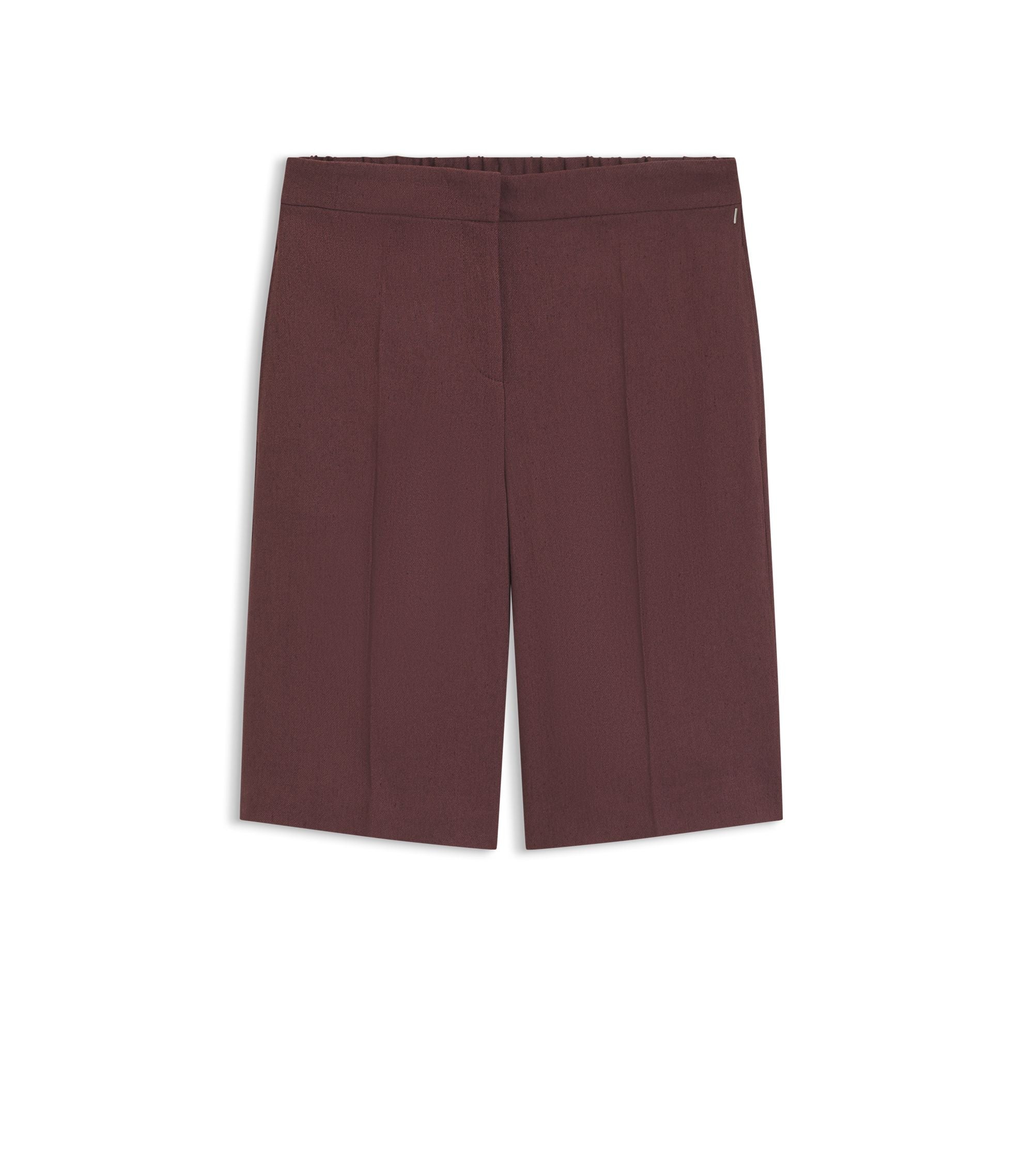 Boss Relaxed Fit Shorts In A Linen Blend Dark Brown Women's