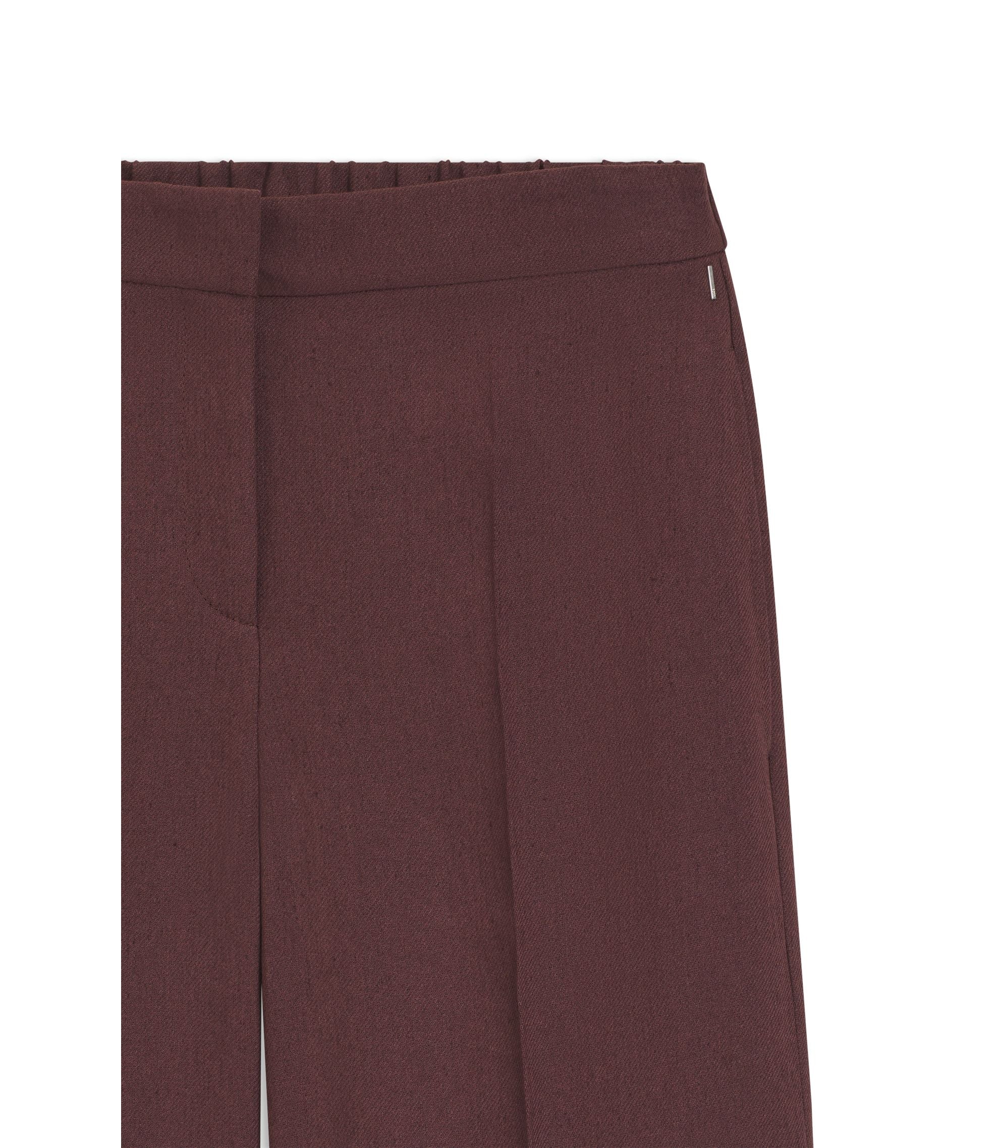 Boss Relaxed Fit Shorts In A Linen Blend Dark Brown Women's