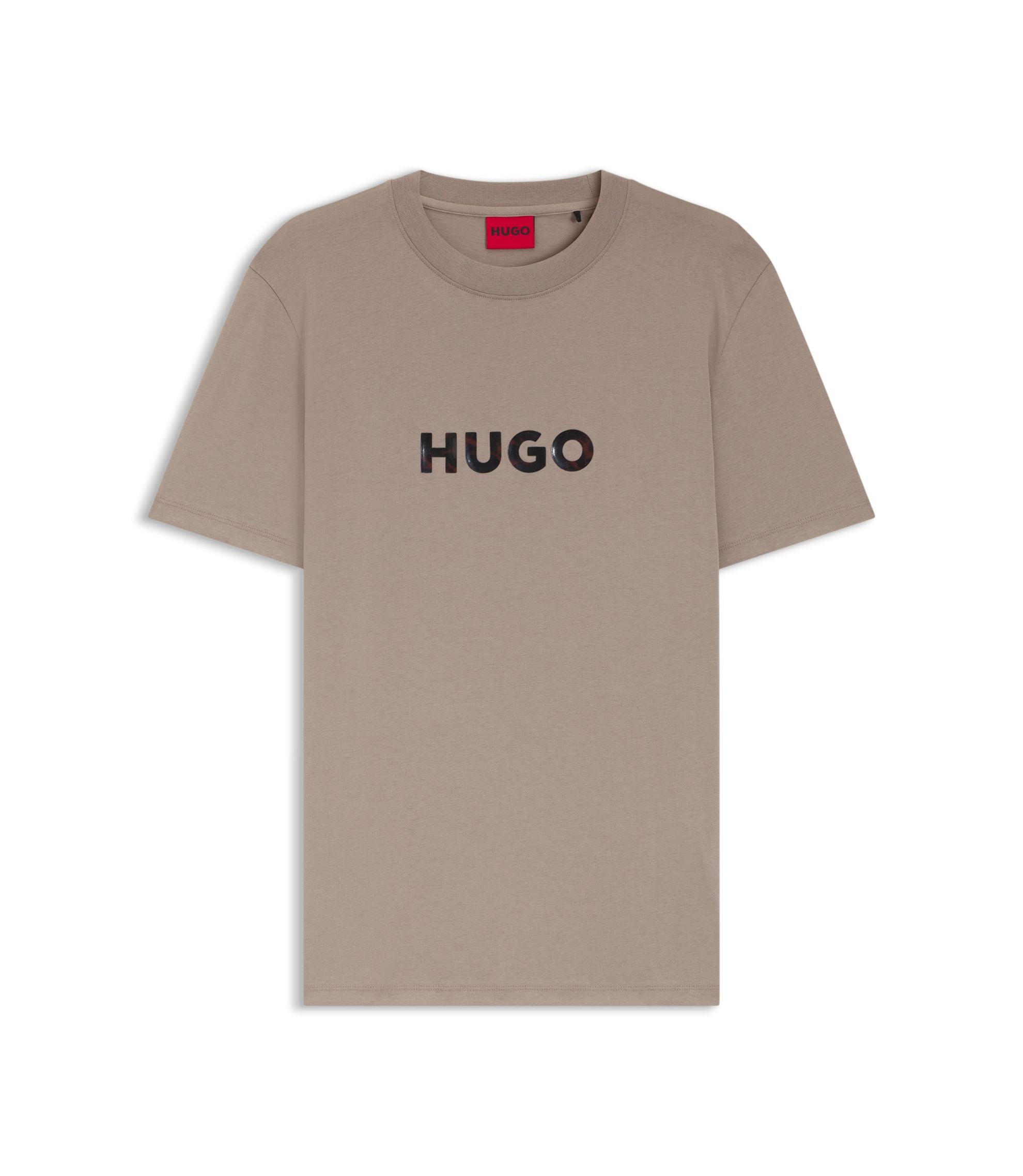 Hugo Tortoise Logo T Shirt In Cotton Jersey Light Brown