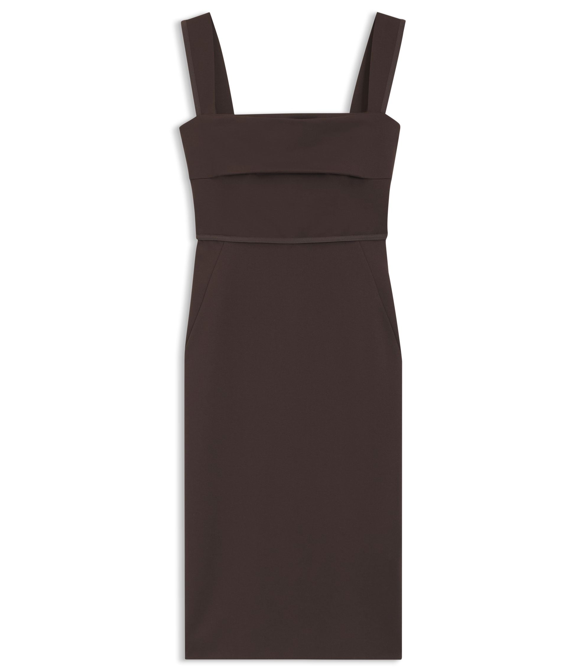 Boss Slim Fit Jersey Dress With Layered Detail Dark Brown Women's