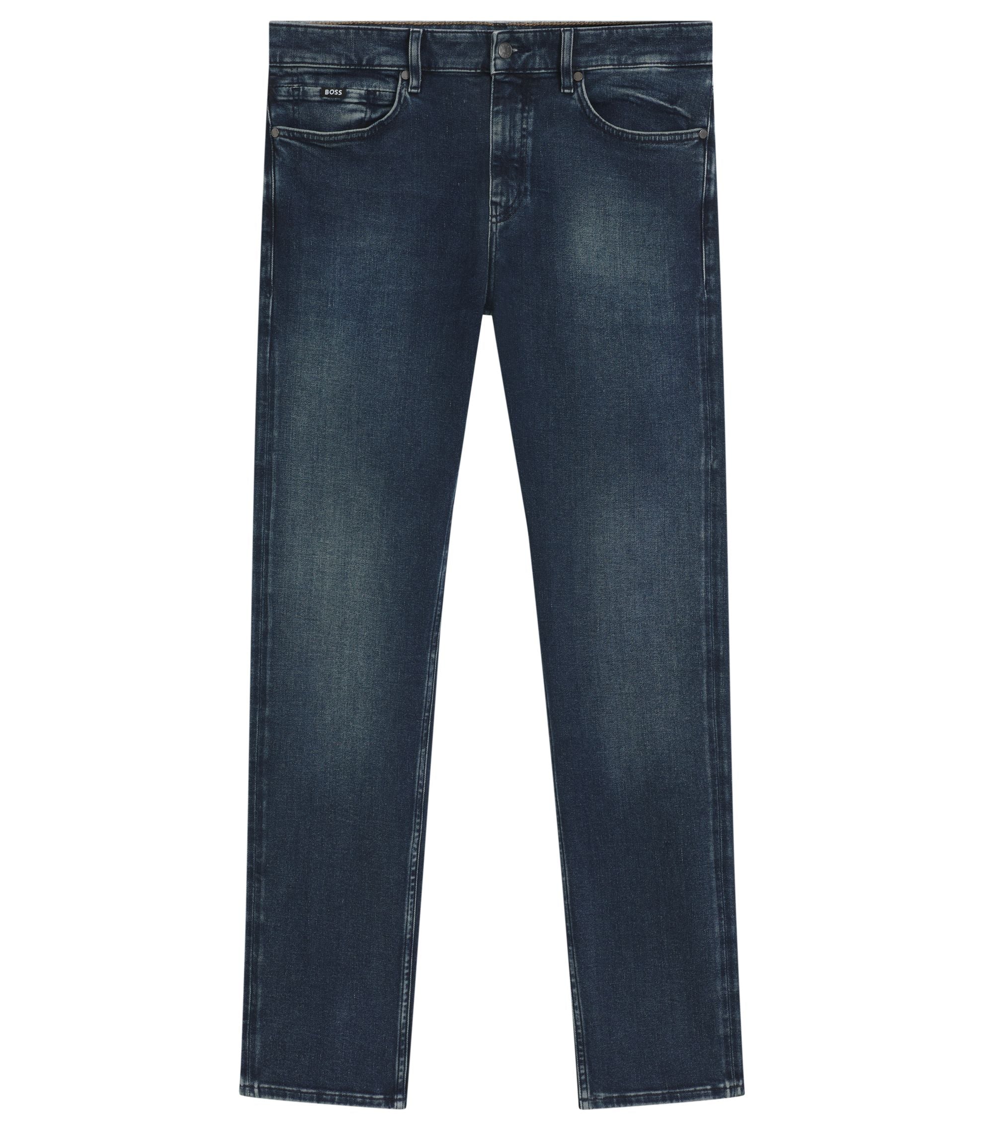 Boss Delaware Slim Fit Jeans In Soft Touch Denim Dark Blue