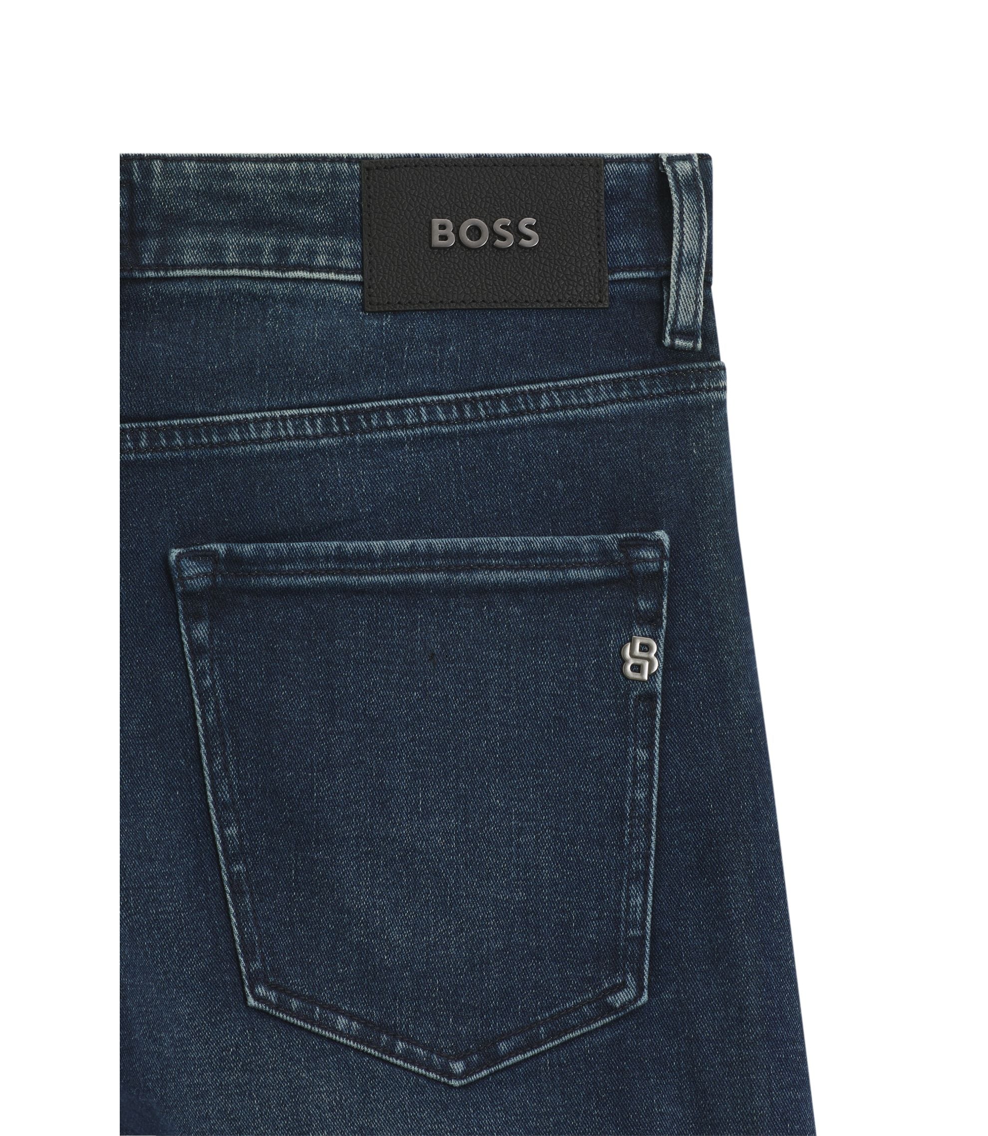 Boss Delaware Slim Fit Jeans In Soft Touch Denim Dark Blue