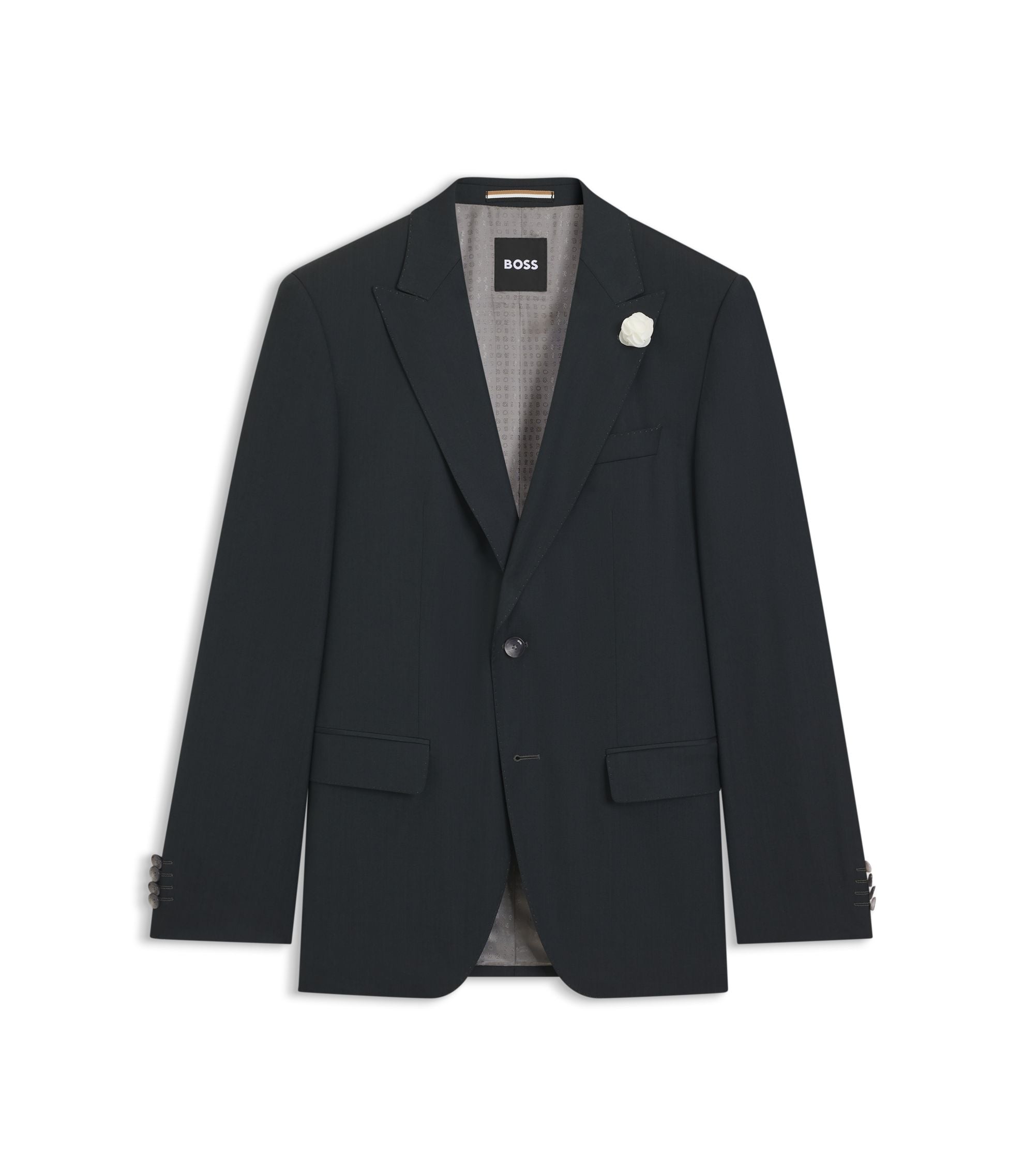 Boss Melange Slim Fit Jacket In A Wool Blend Light Green