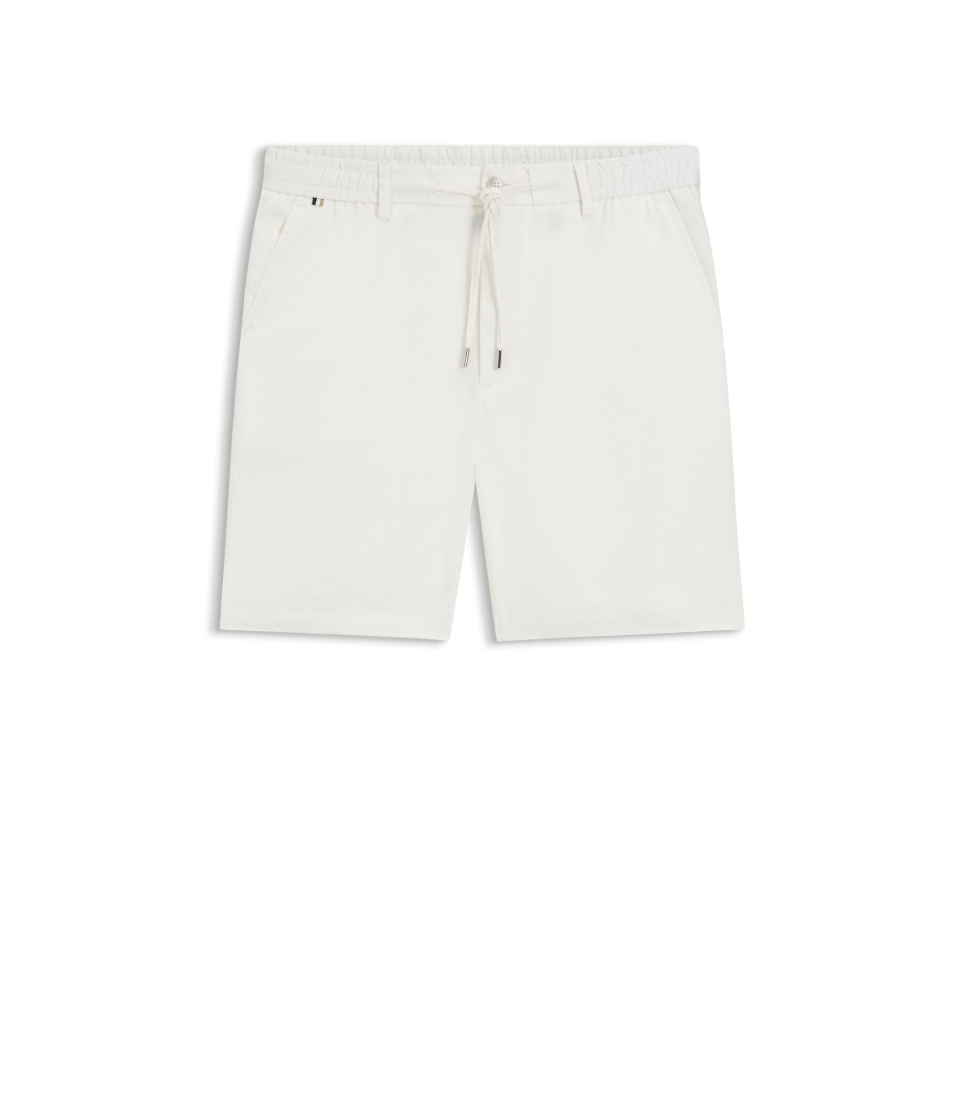 Boss Linen Blend Shorts In A Modern Fit White