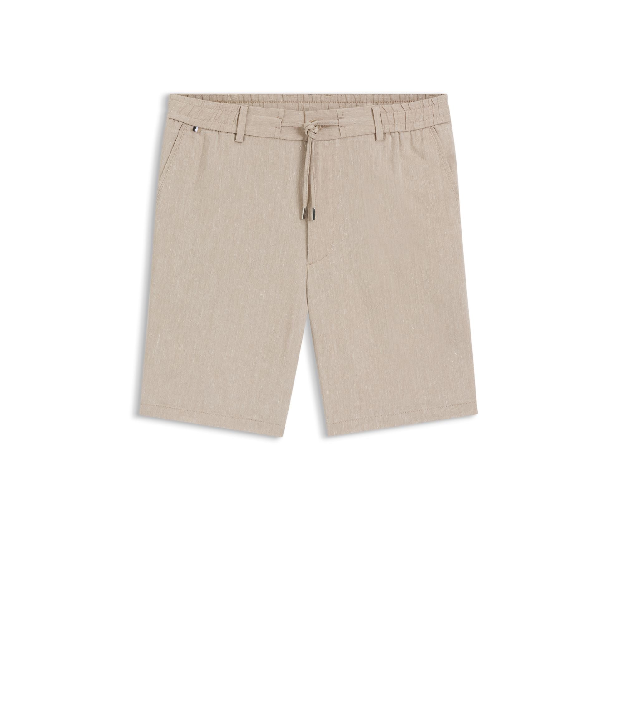 Boss Linen Blend Shorts In A Modern Fit Light Beige