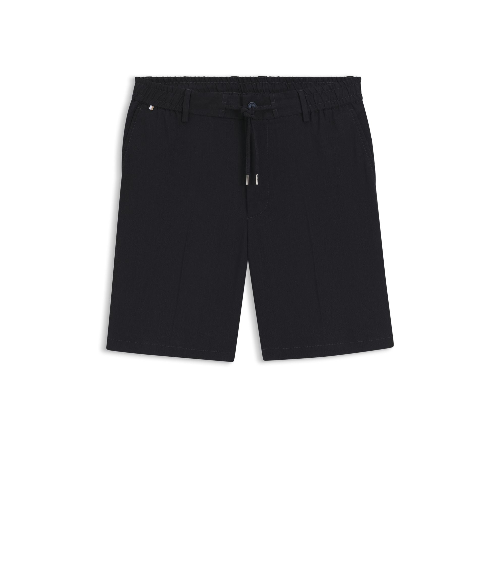 Boss Linen Blend Shorts In A Modern Fit Dark Blue